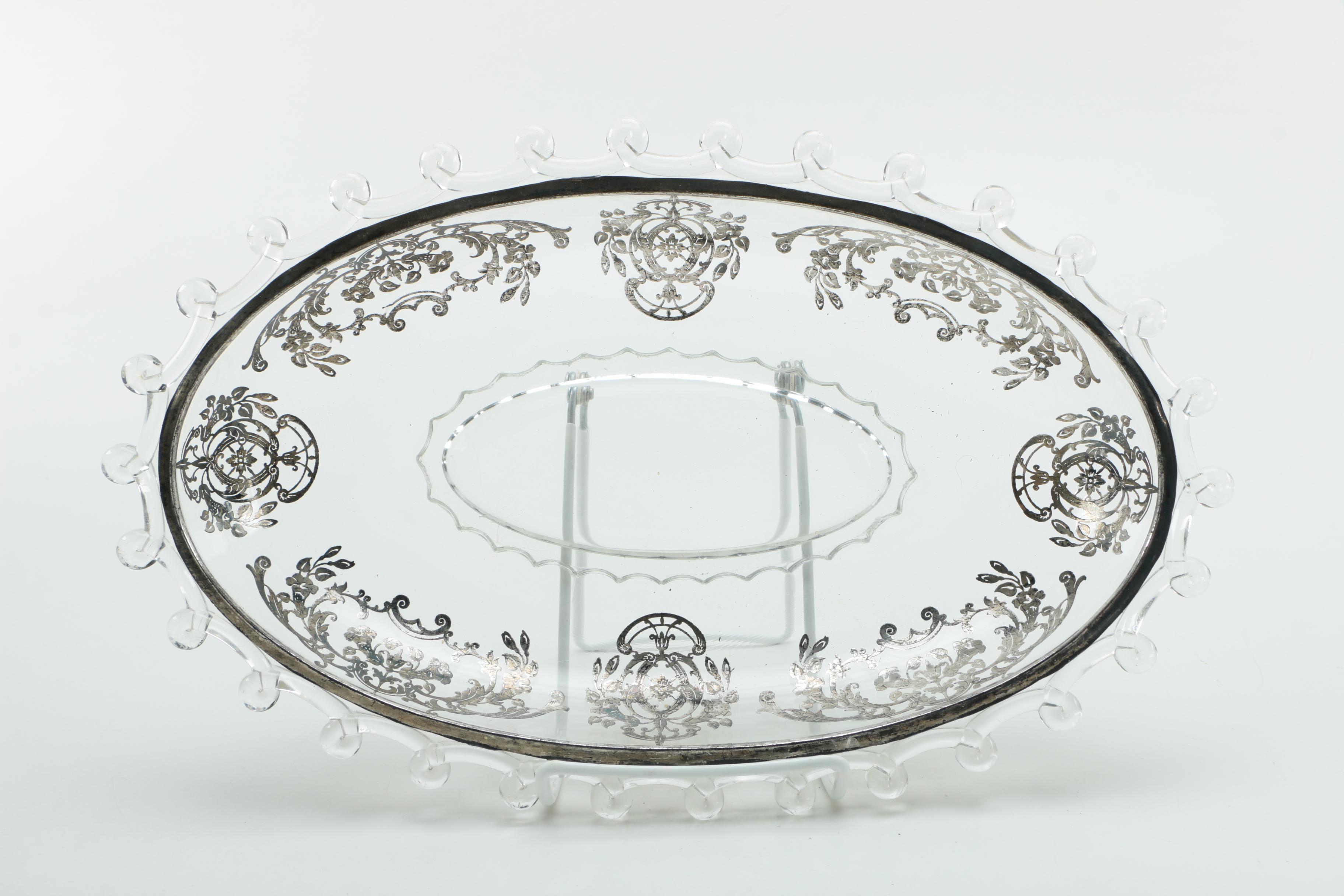 Glass with Silver Overlay Serveware Collection