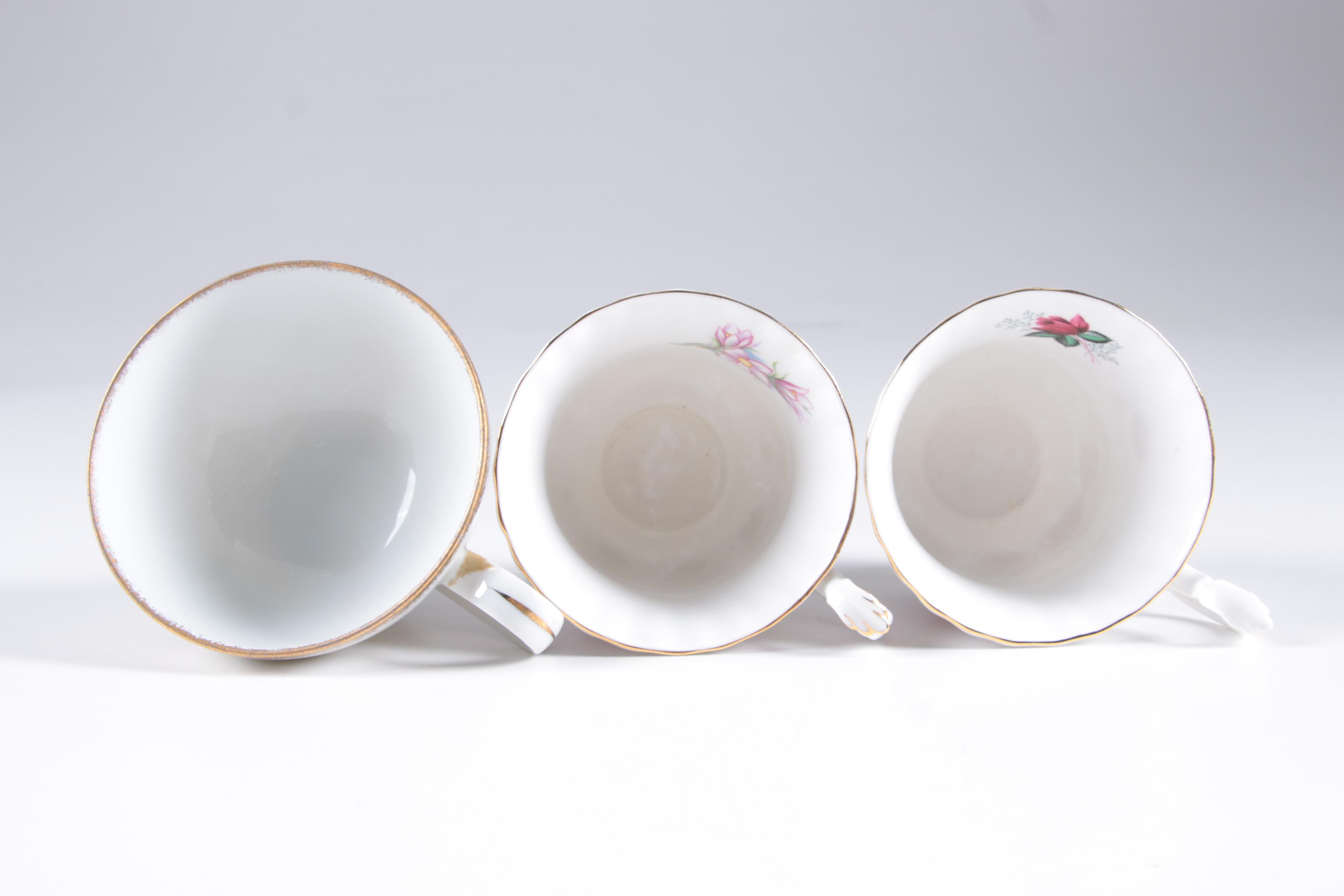Assorted Teacups with Saucers featuring Royal Albert
