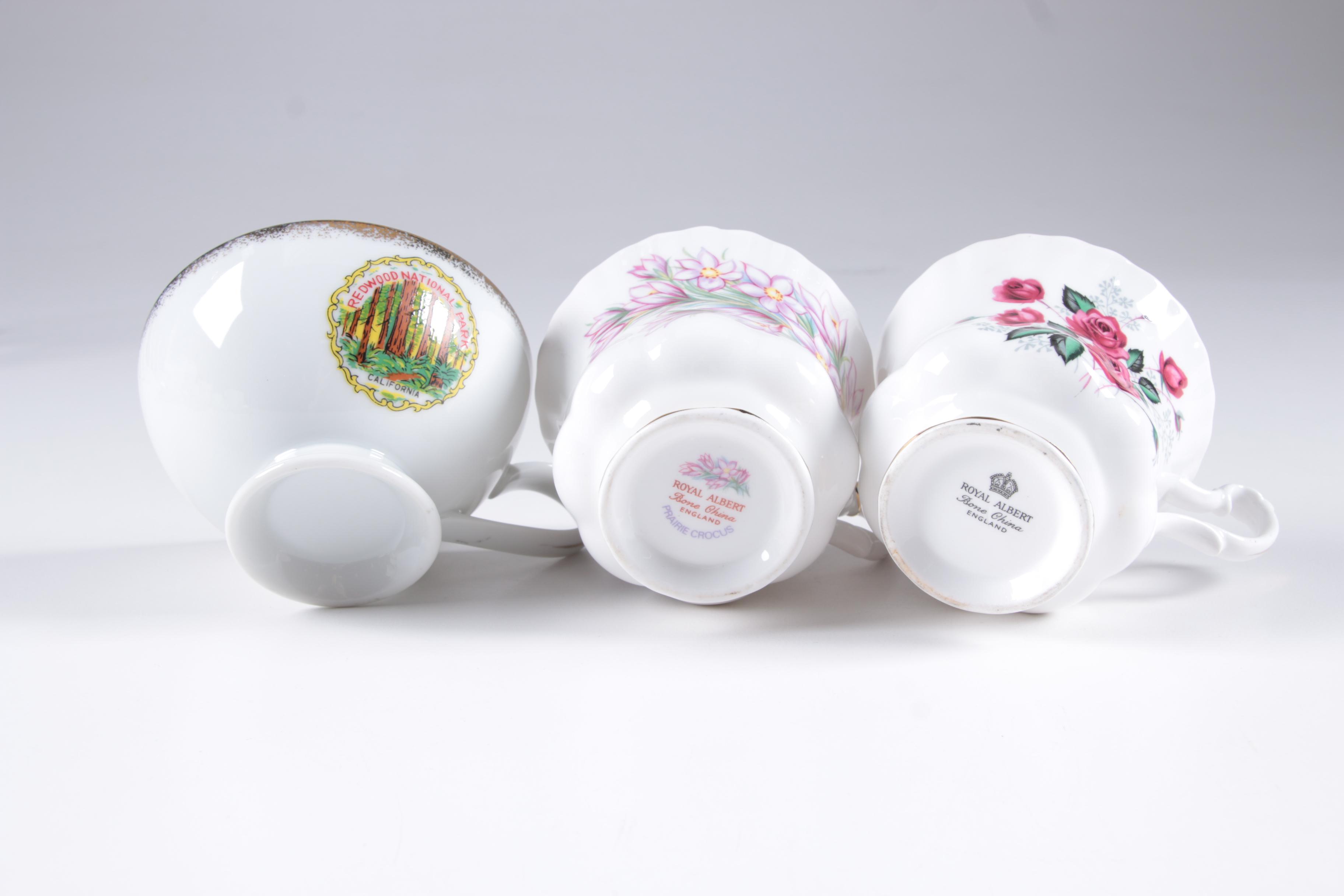 Assorted Teacups with Saucers featuring Royal Albert