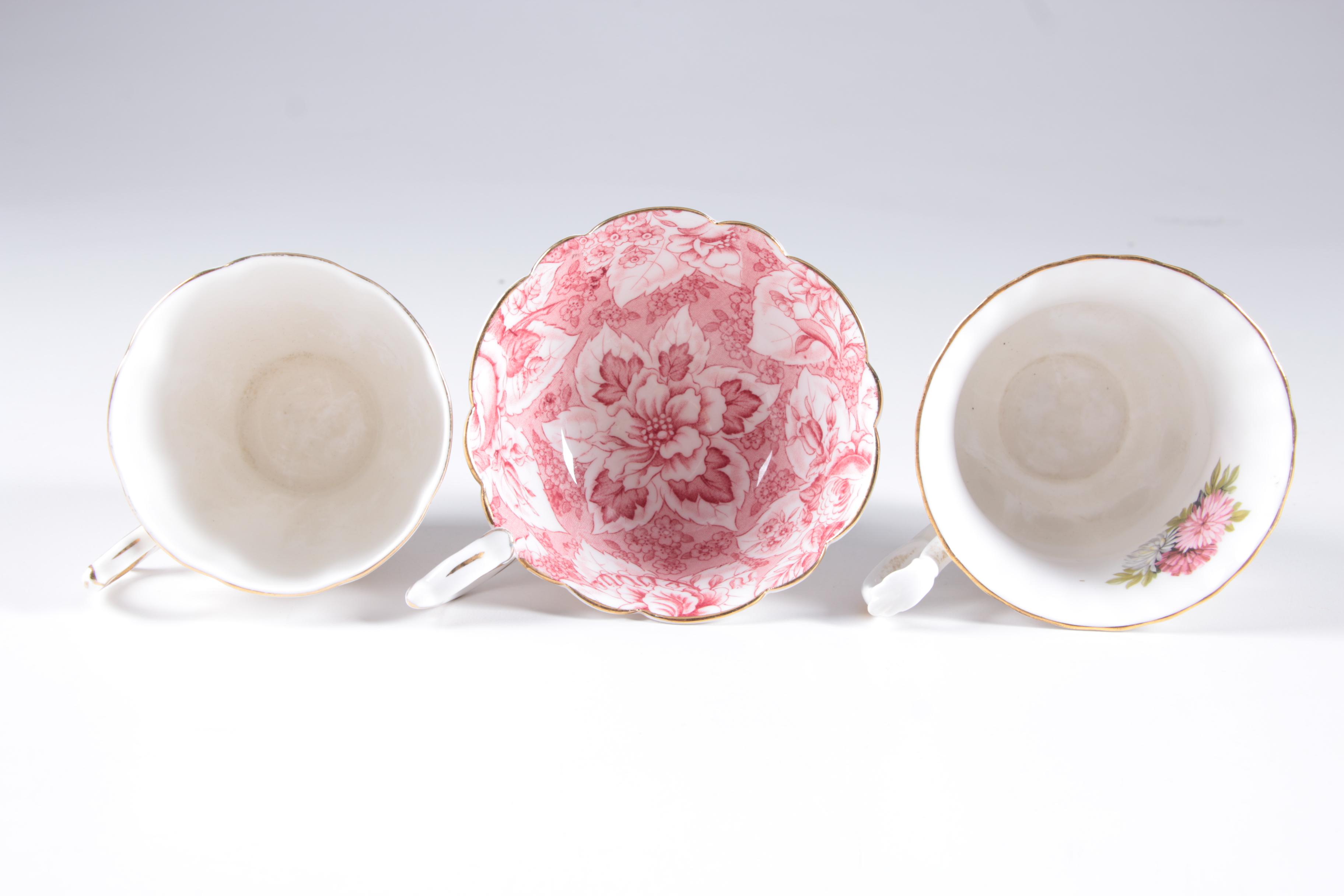 Assorted Teacups with Saucers featuring Royal Albert