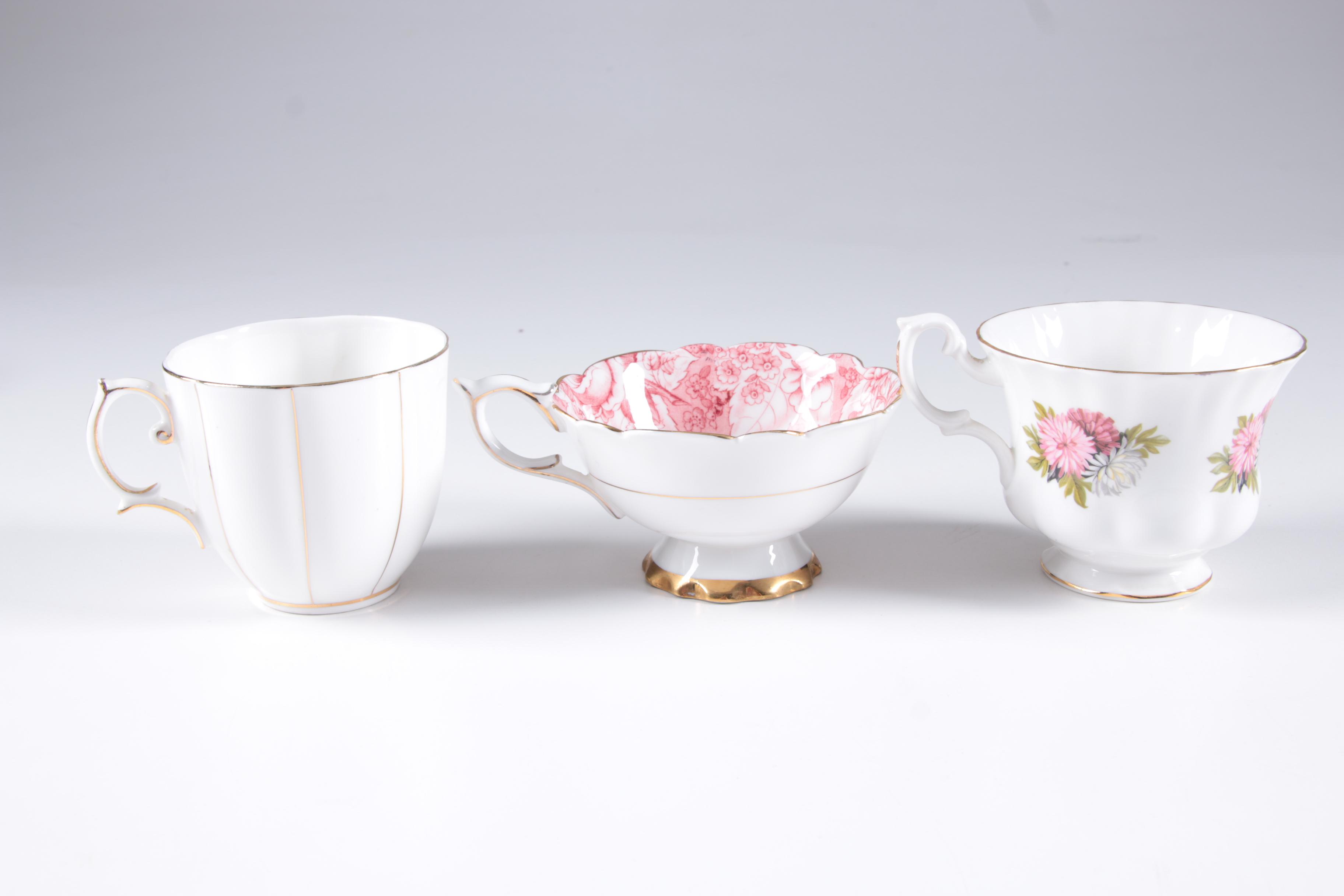 Assorted Teacups with Saucers featuring Royal Albert