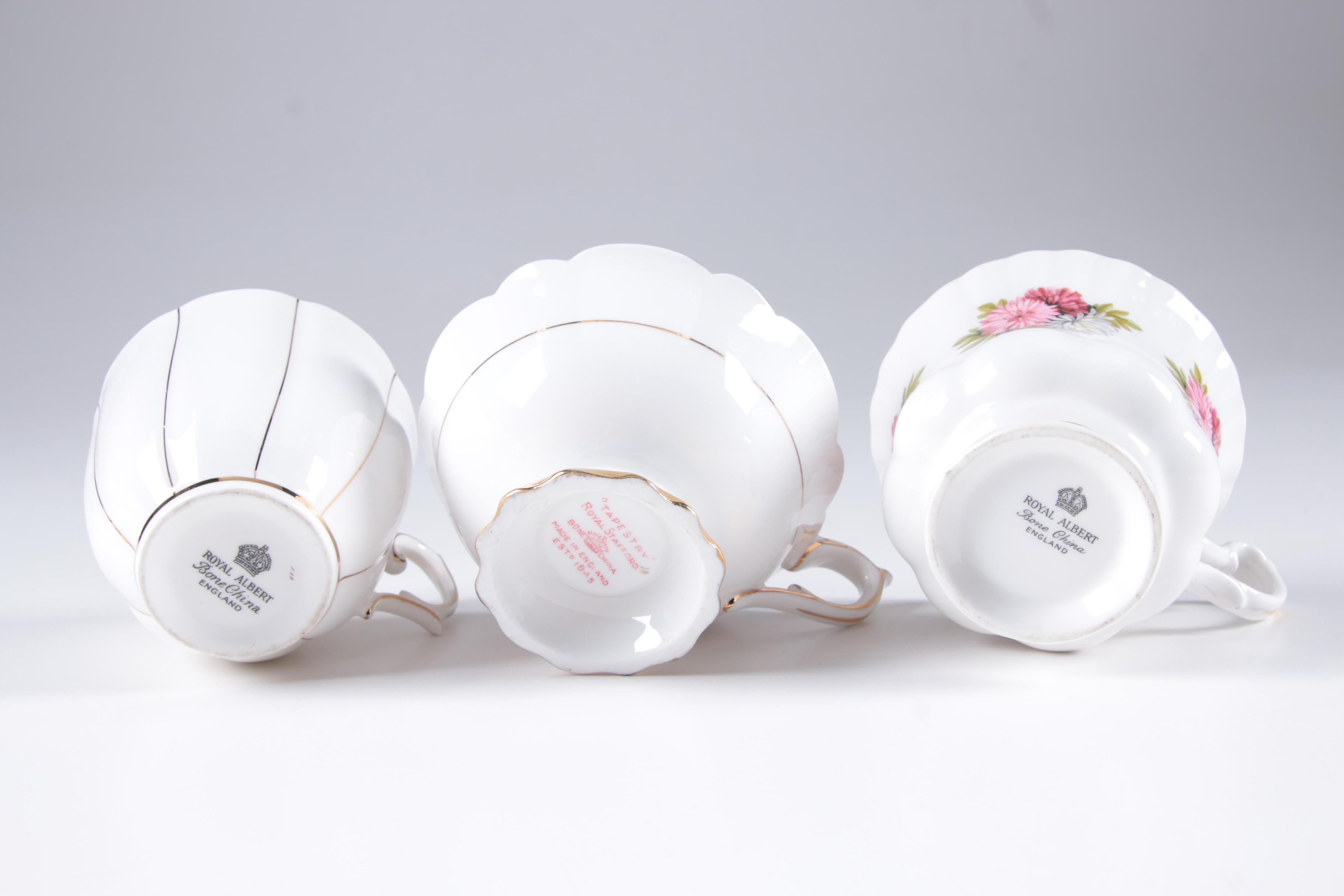 Assorted Teacups with Saucers featuring Royal Albert