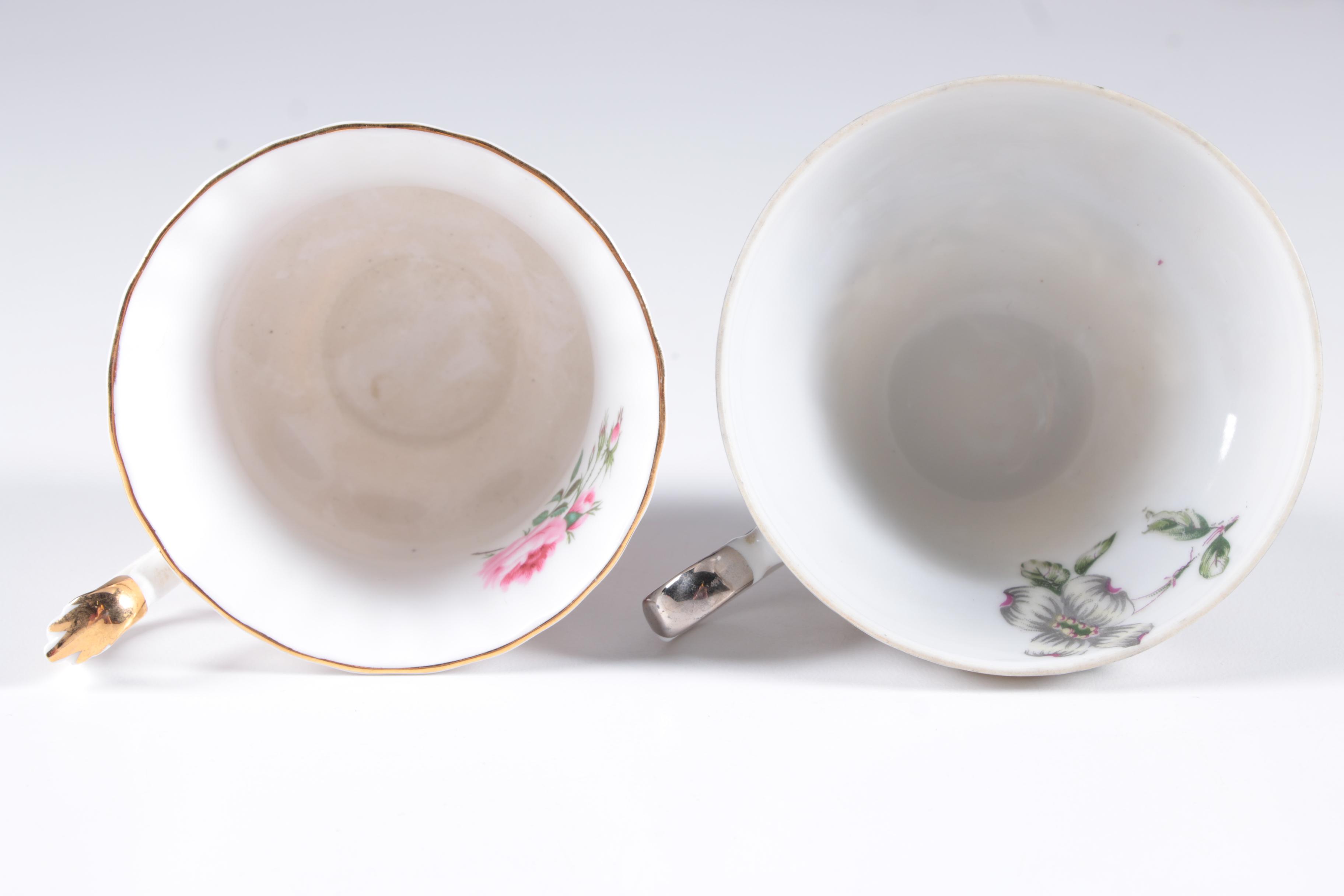 Assorted Teacups with Saucers featuring Royal Albert