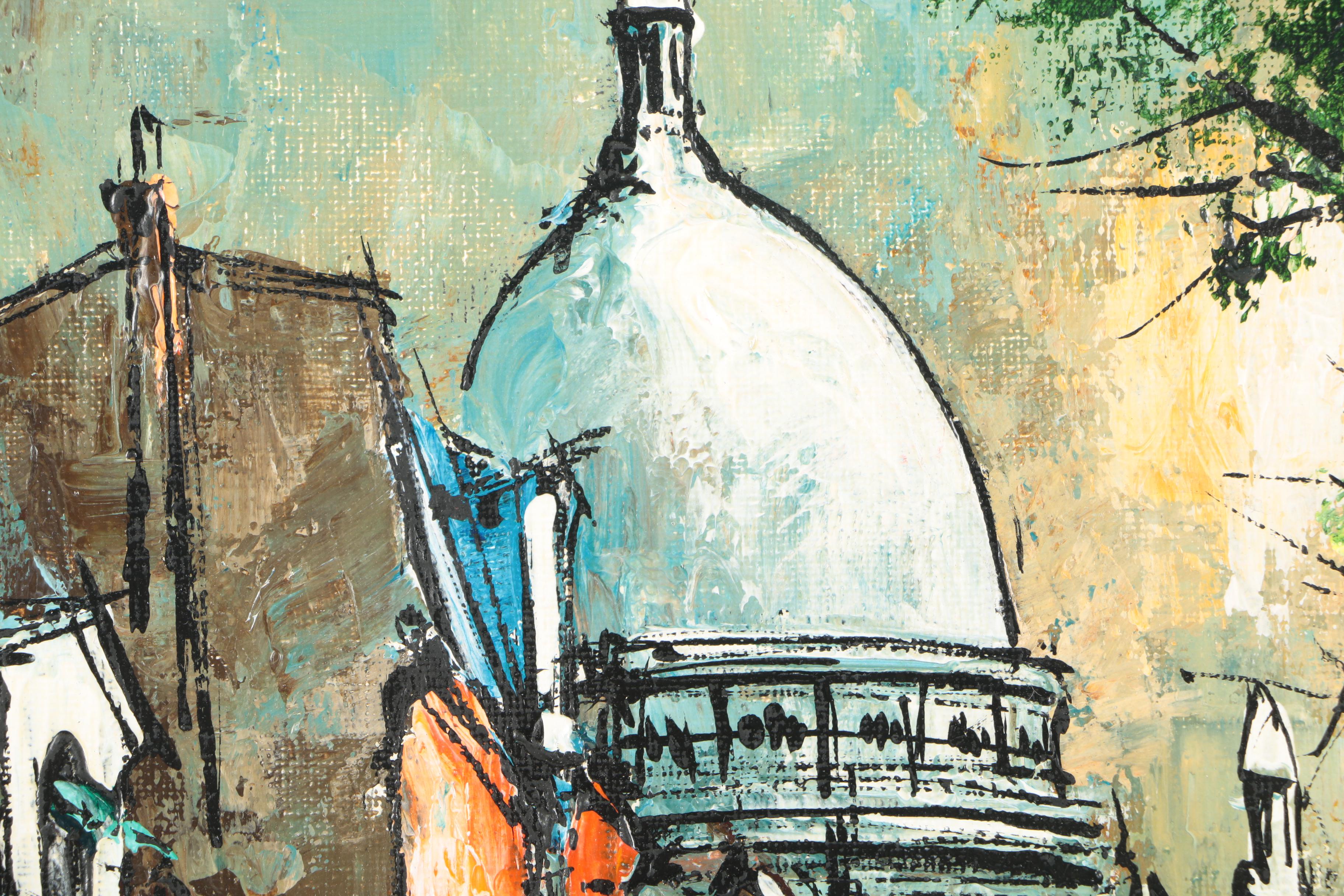 Oil Painting on Canvas of London Street Scene with St. Paul's Cathedral