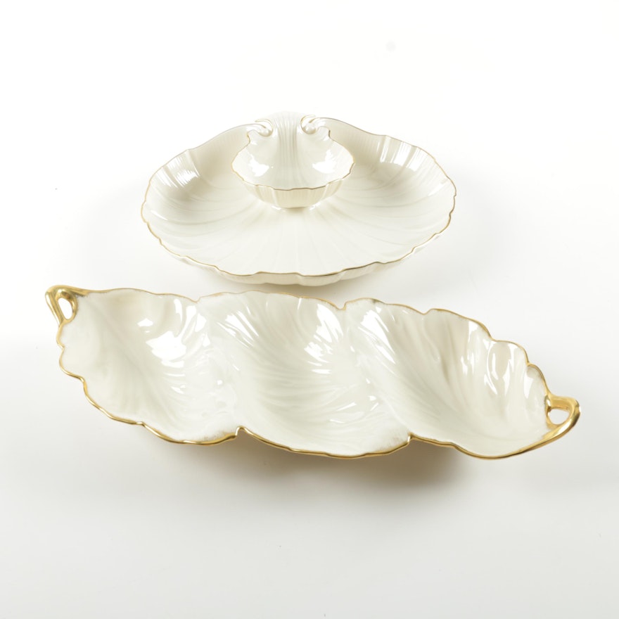 Lenox Leaf Candy Dish and "Aegean" Chip and Dip Bowl