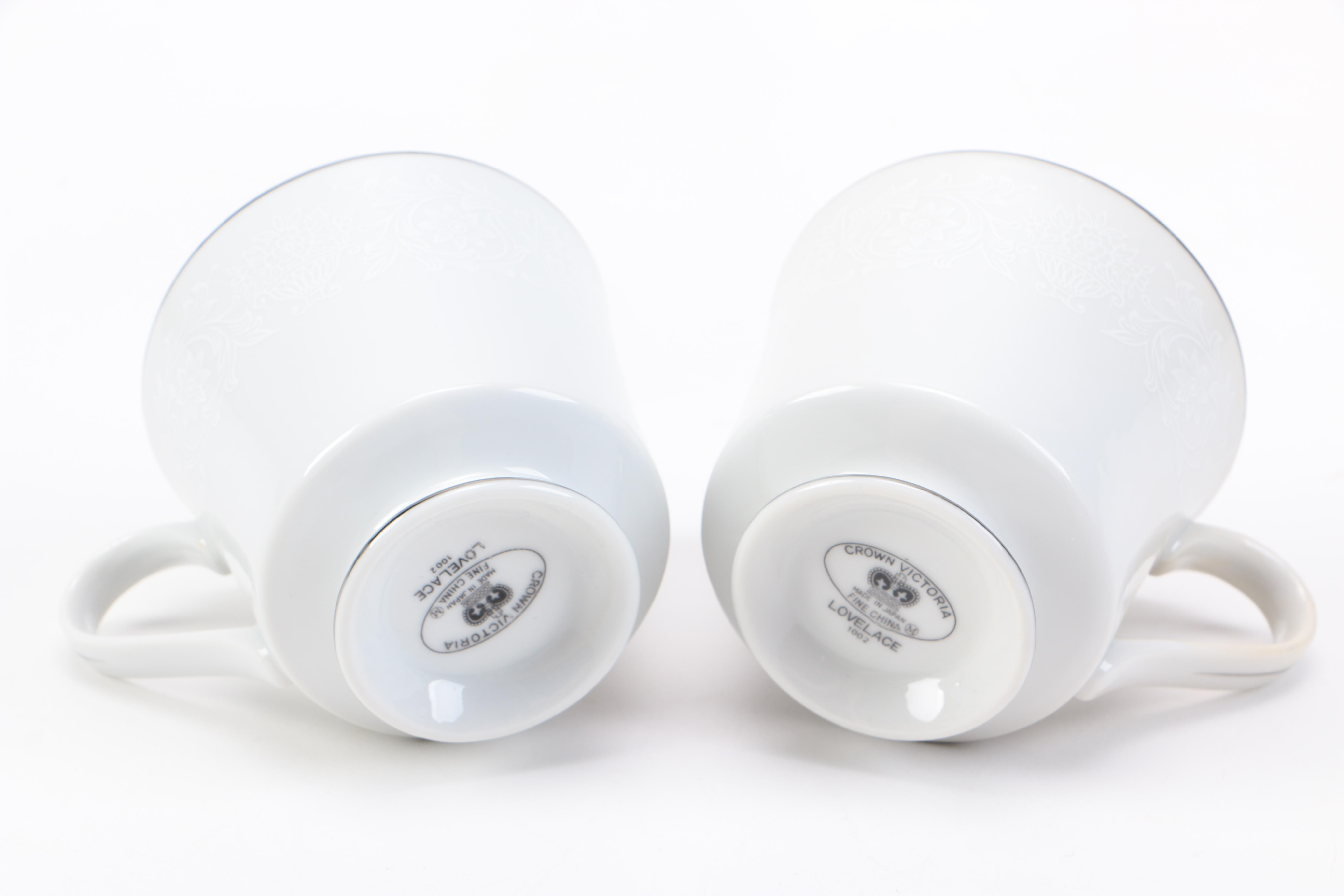 Crown Victoria "Lovelace" Teacups and Saucers