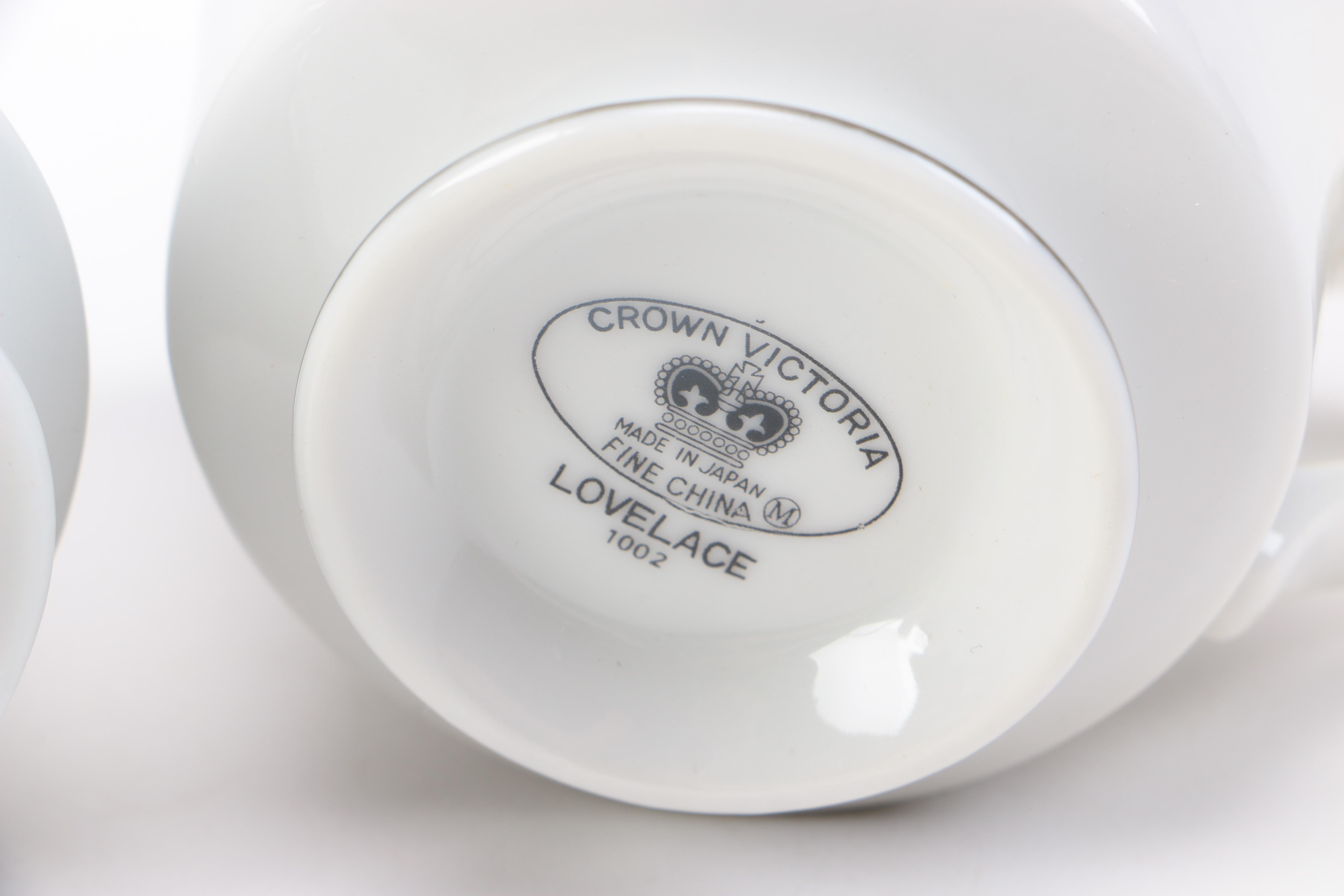 Crown Victoria "Lovelace" Teacups and Saucers