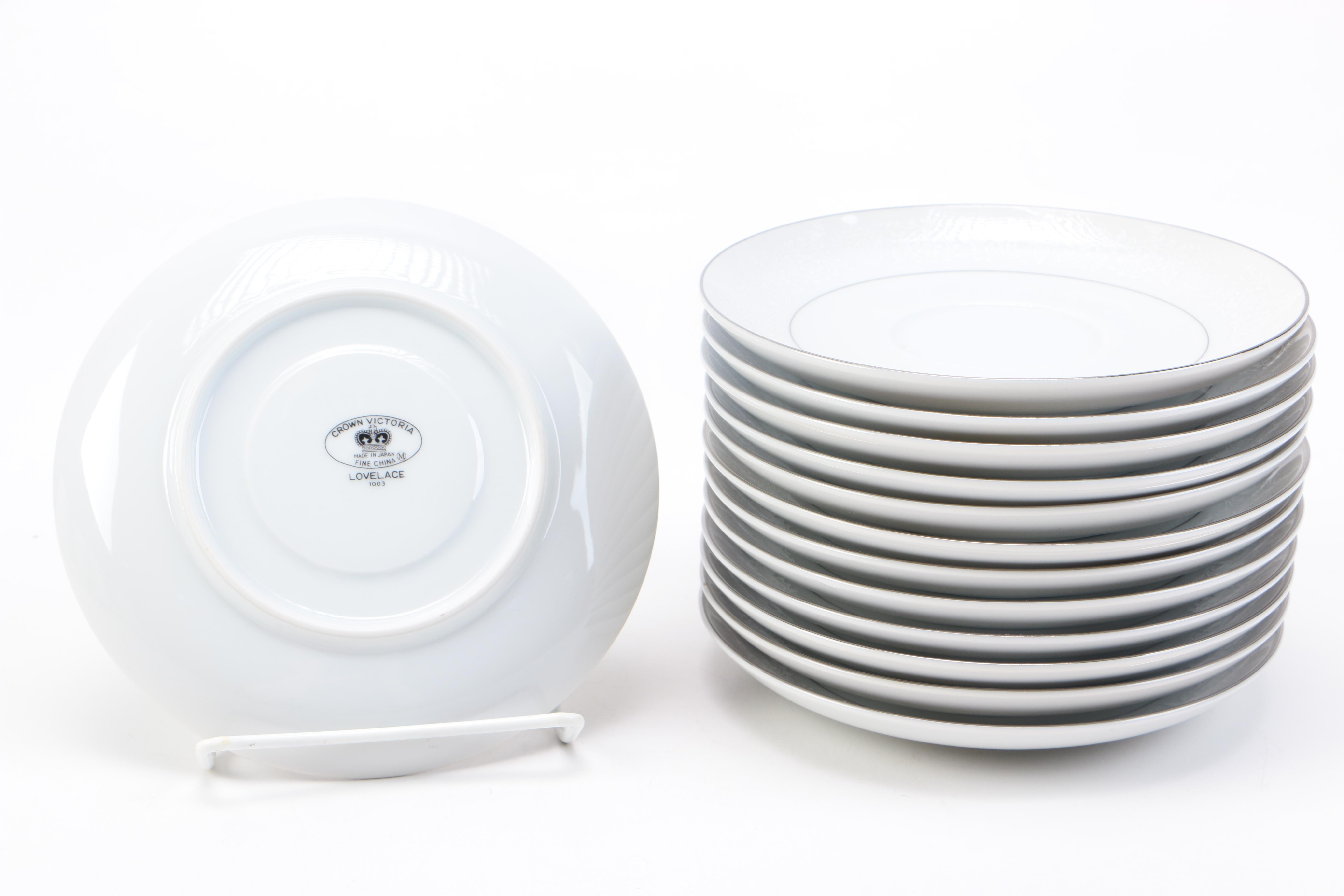 Crown Victoria "Lovelace" Teacups and Saucers