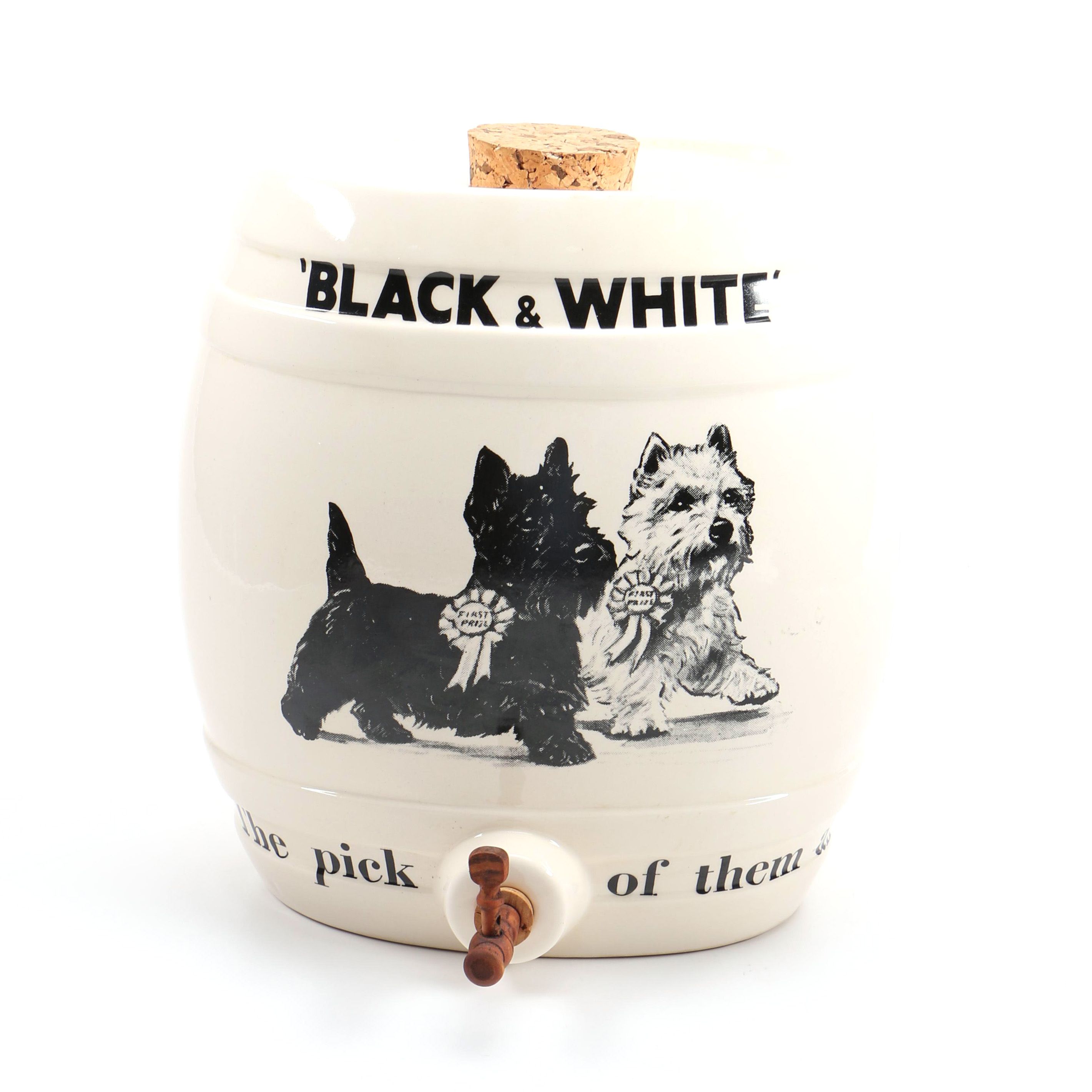 English Black & White Whiskey Ironstone Scotch Whisky Keg