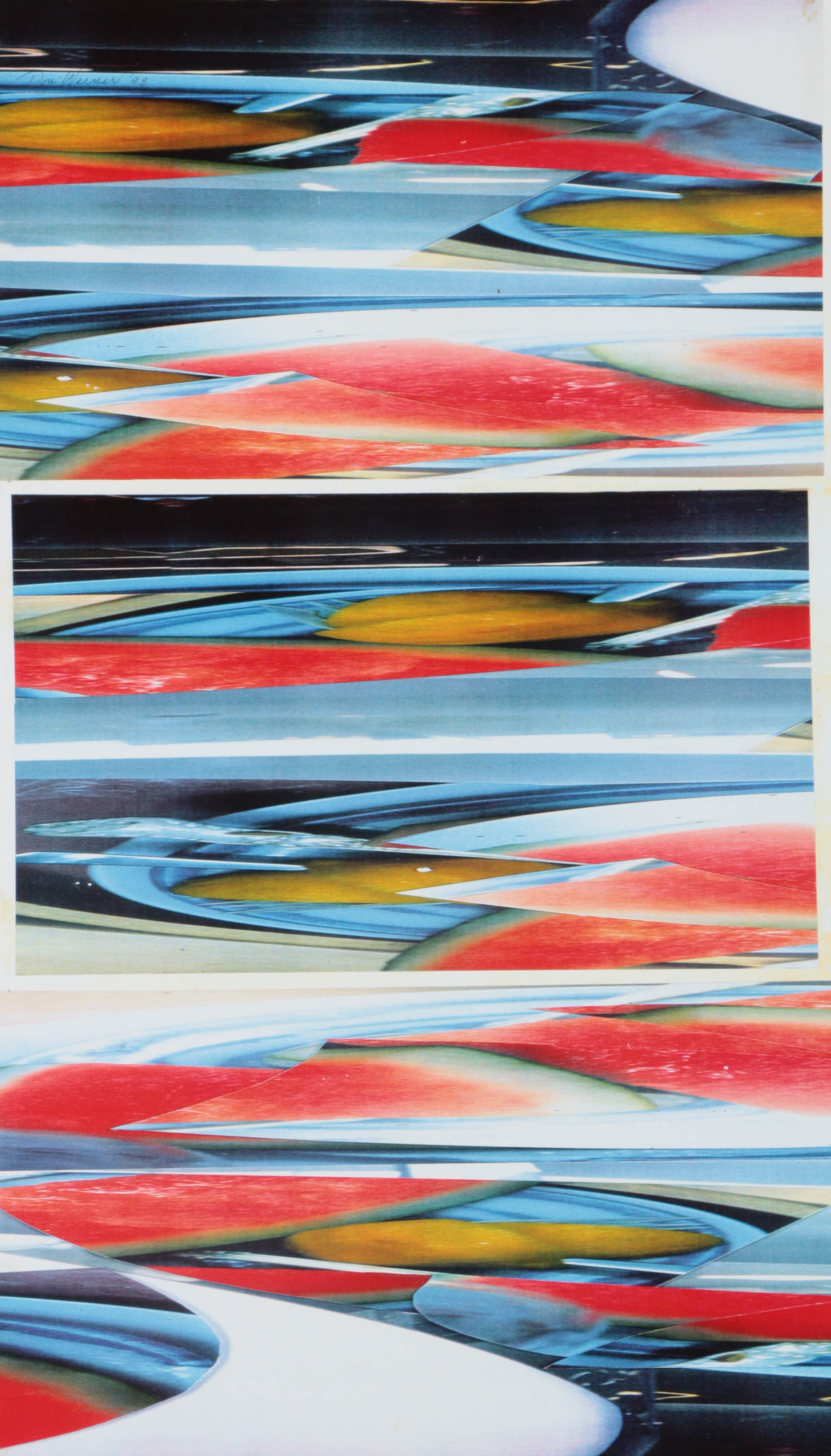 Don Werner Mixed Media Collage on Paper Colorful Abstract Composition