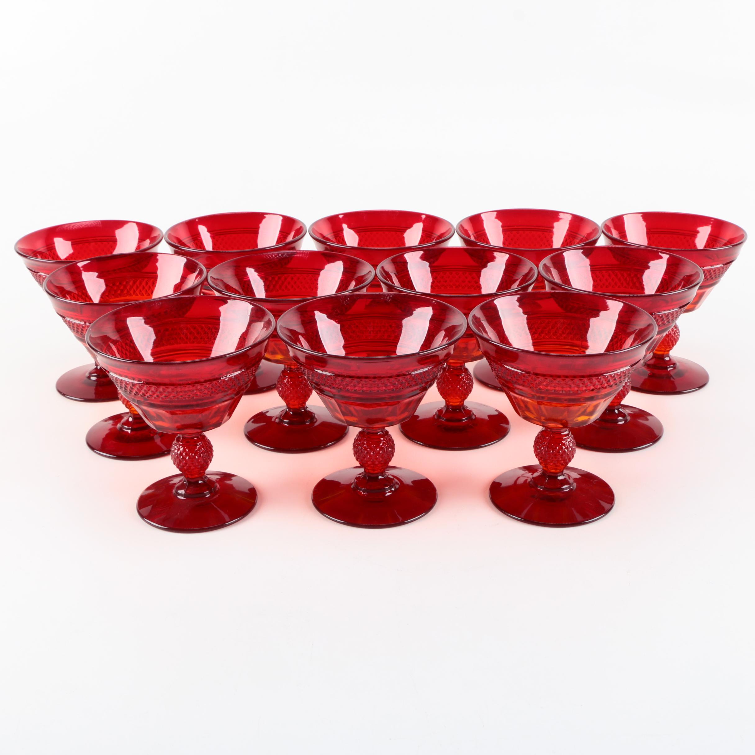 Vintage Viking "Mt. Vernon Red" Champagne Tall Sherbet Glasses