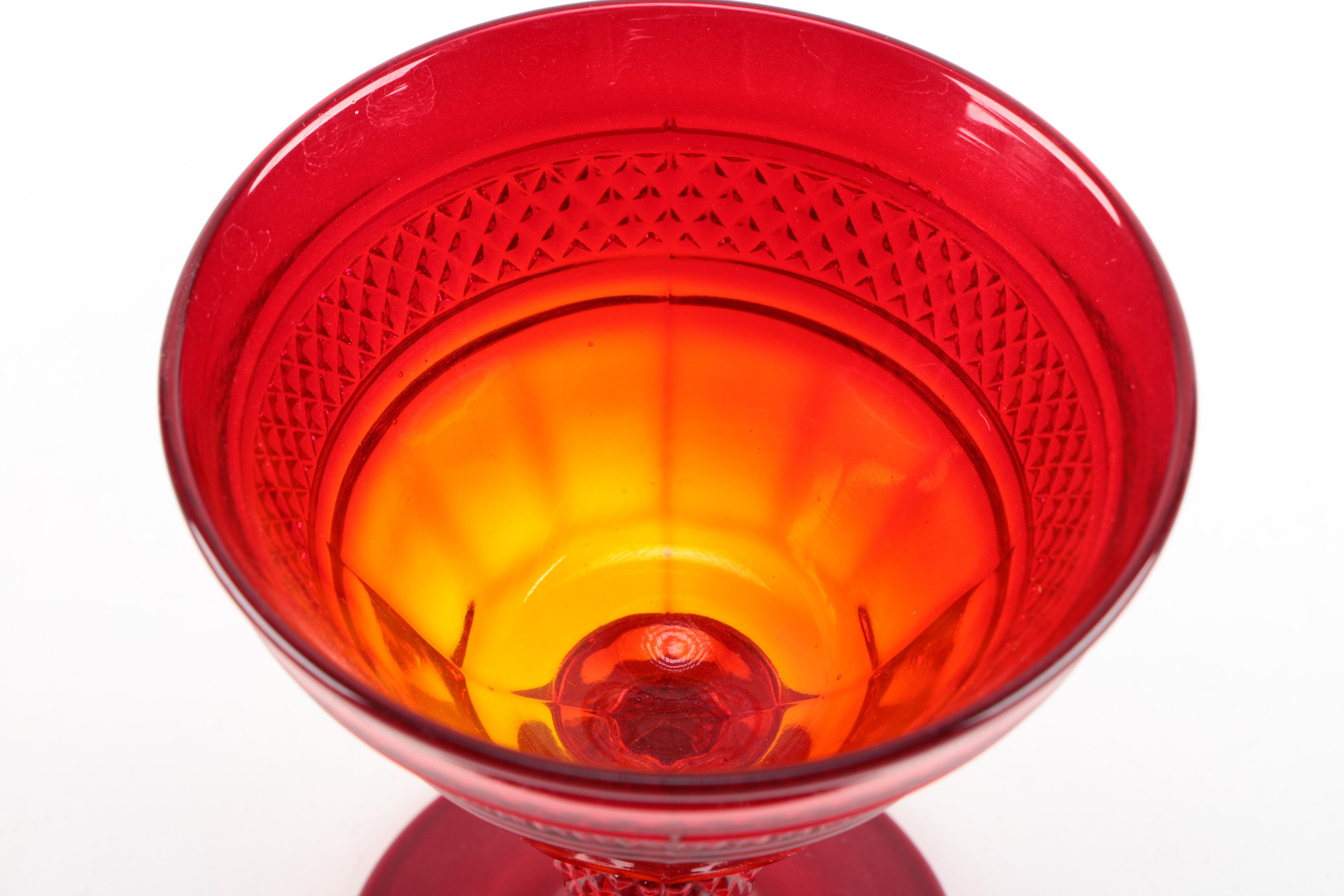 Vintage Viking "Mt. Vernon Red" Champagne Tall Sherbet Glasses