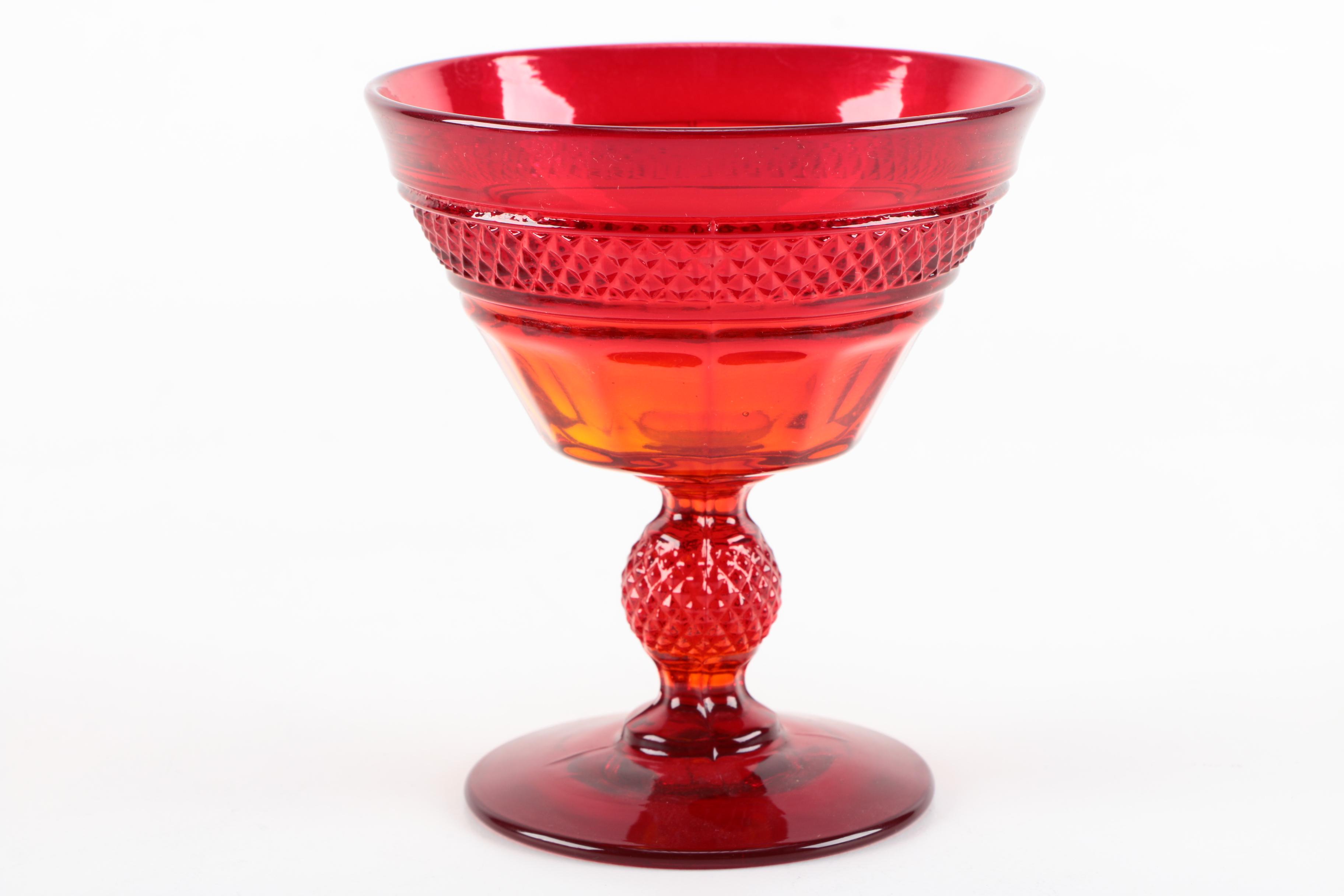 Vintage Viking "Mt. Vernon Red" Champagne Tall Sherbet Glasses