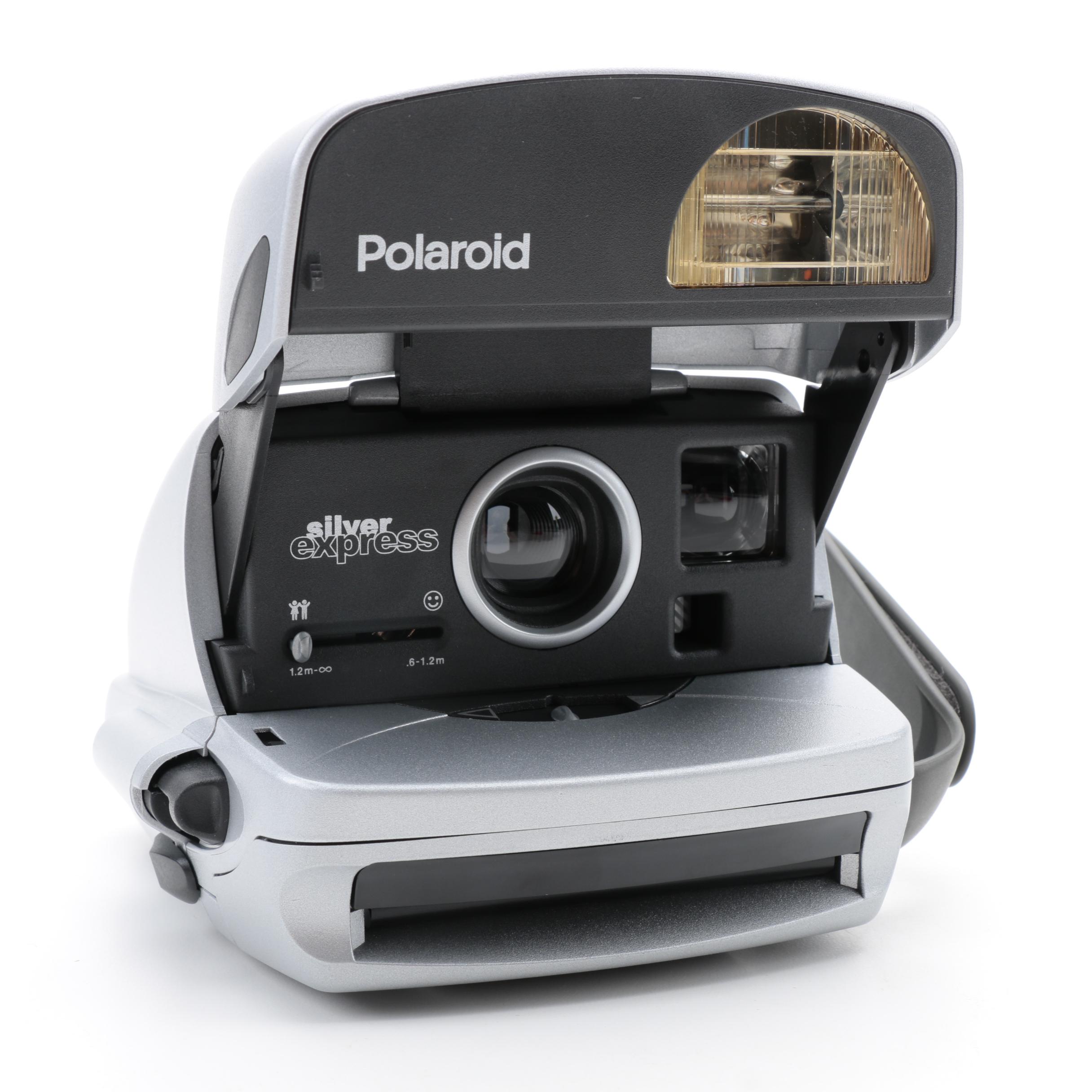 Silver Express Polaroid Camera with Two Boxes of Instant Film