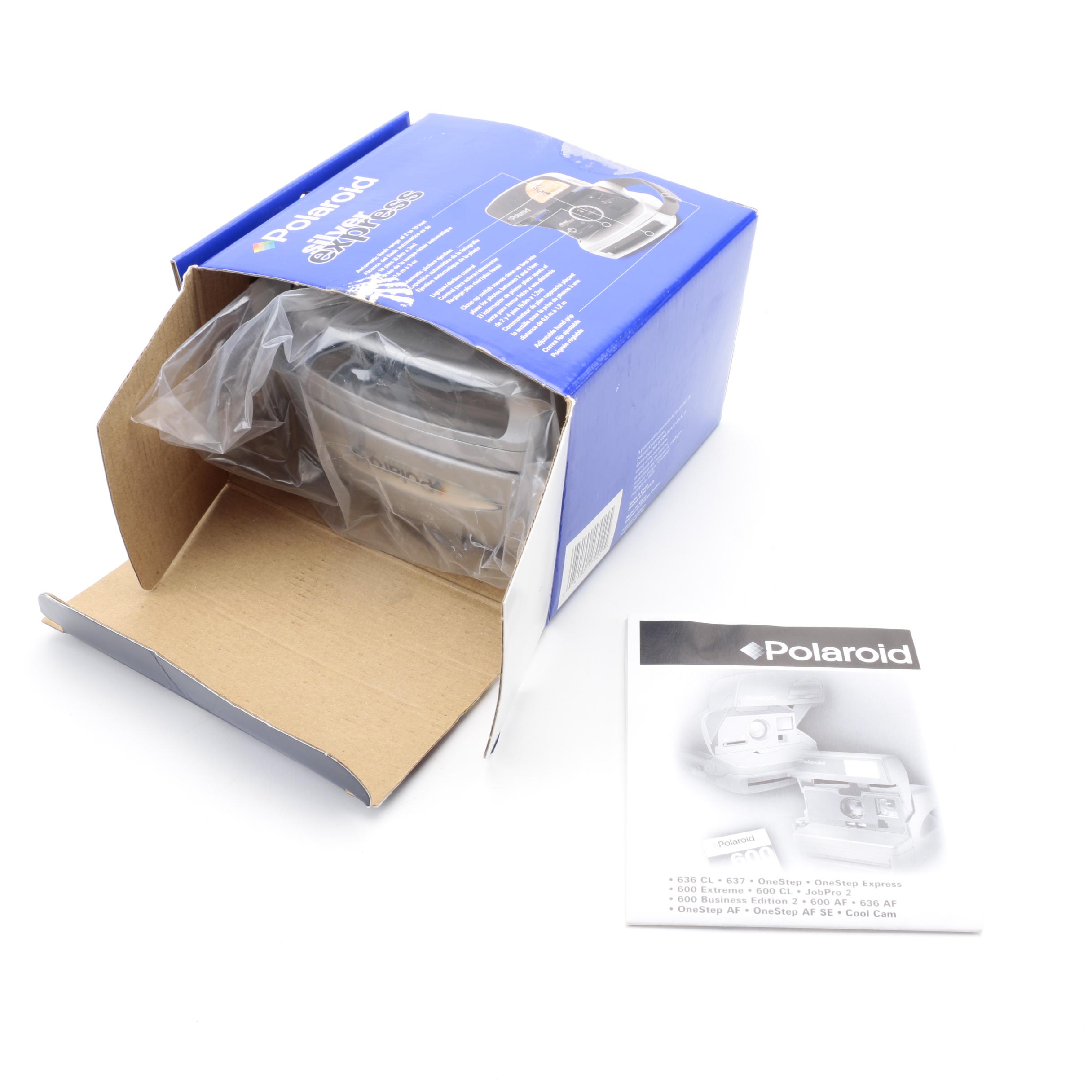 Silver Express Polaroid Camera with Two Boxes of Instant Film