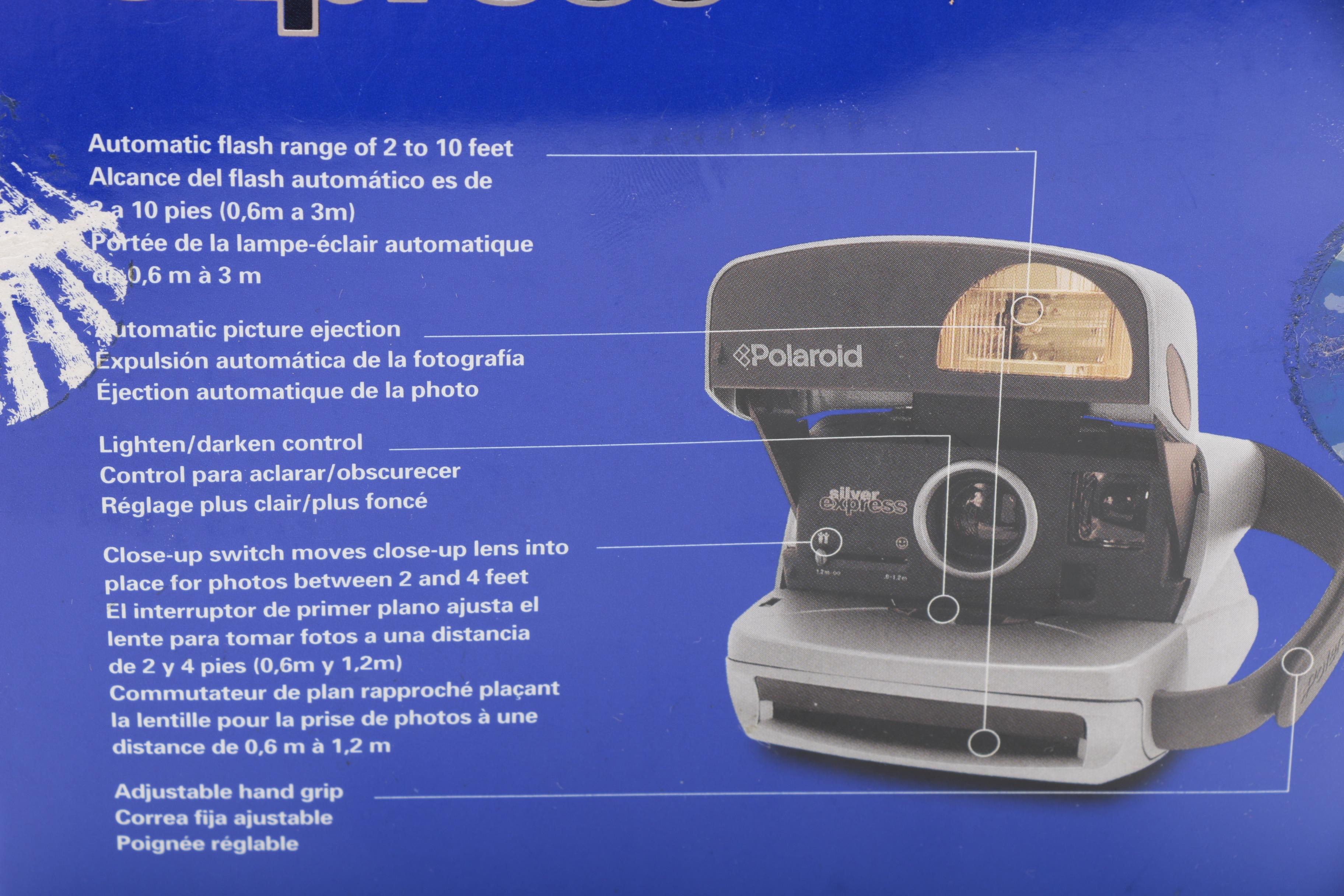 Silver Express Polaroid Camera with Two Boxes of Instant Film