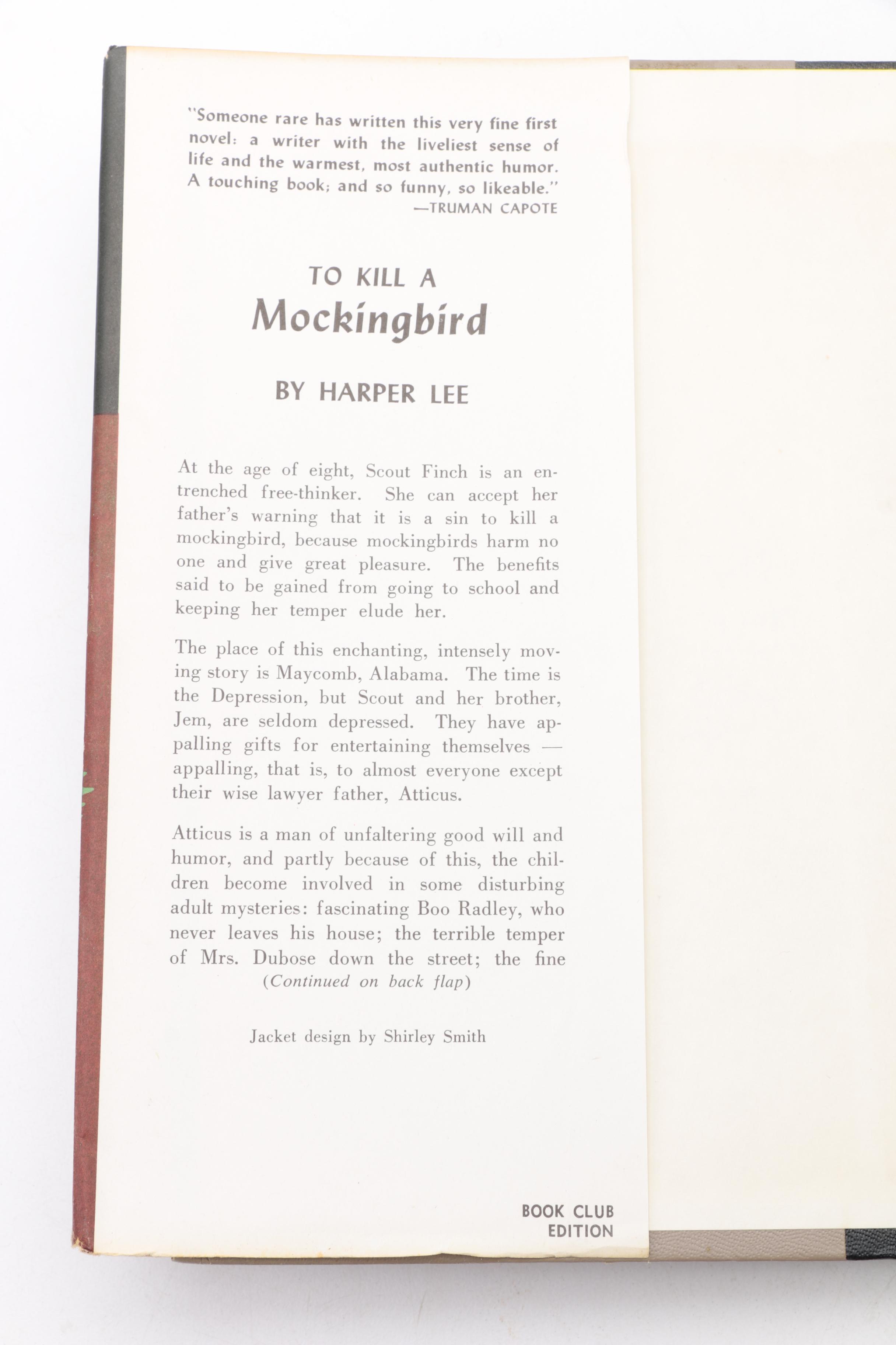 1960 First Book Club Edition "To Kill a Mockingbird" by Harper Lee