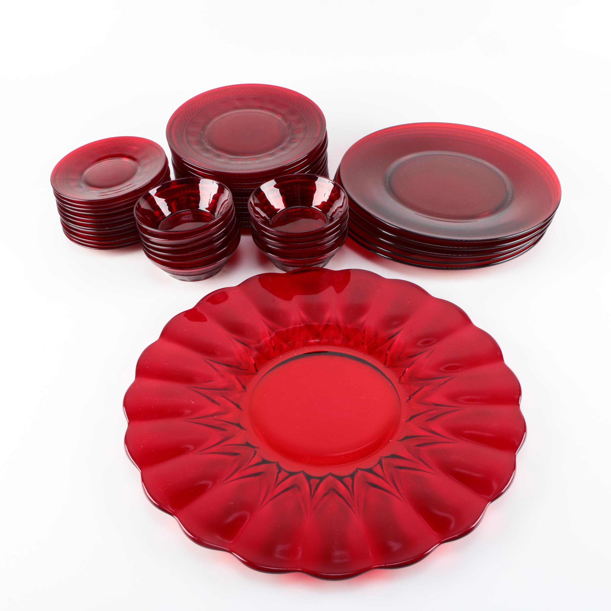 Vintage Cranberry Ruby Glass Tableware