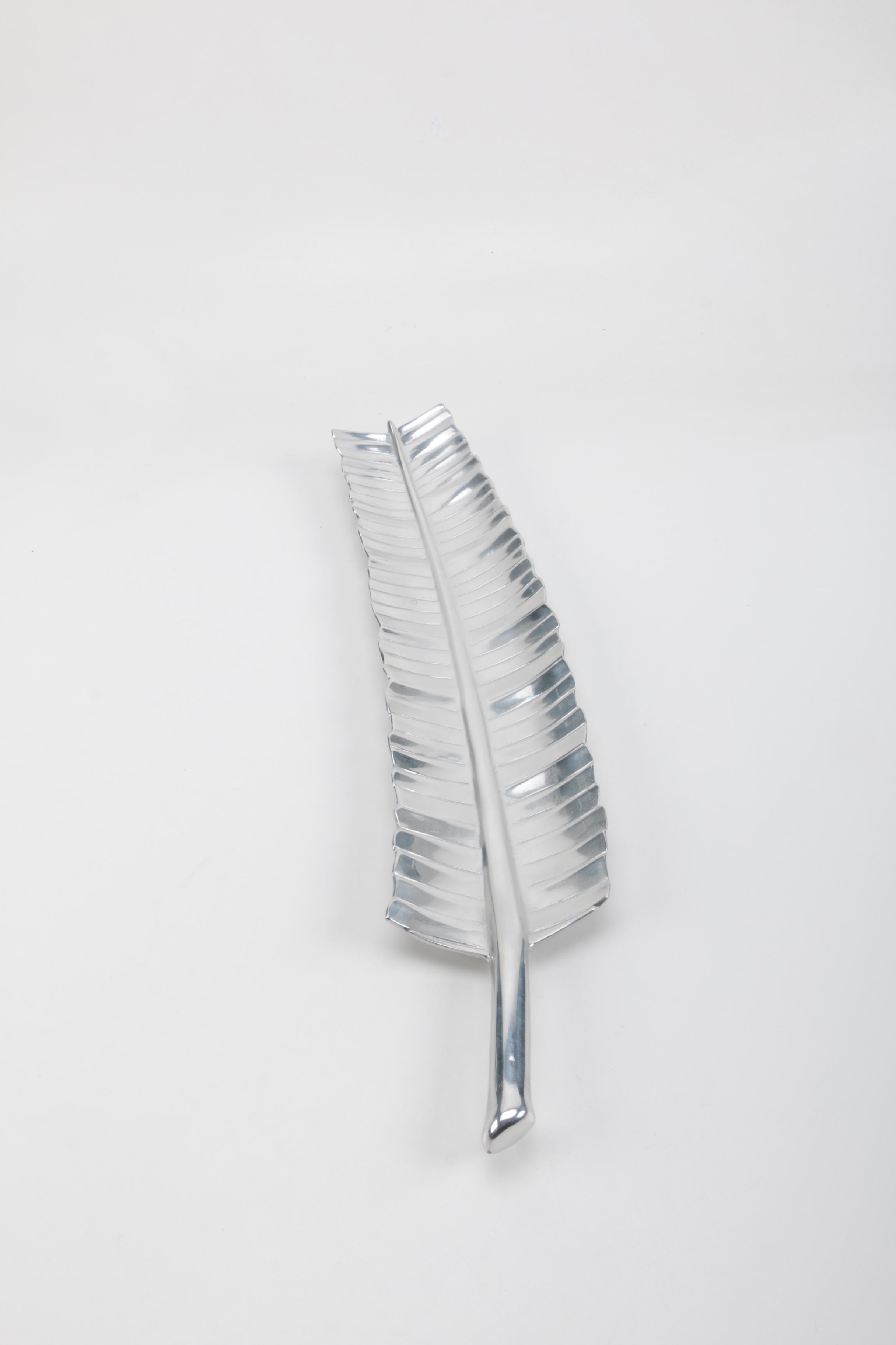 Bruce Cox Decorative Banana Leaf Shaped Aluminum Platter