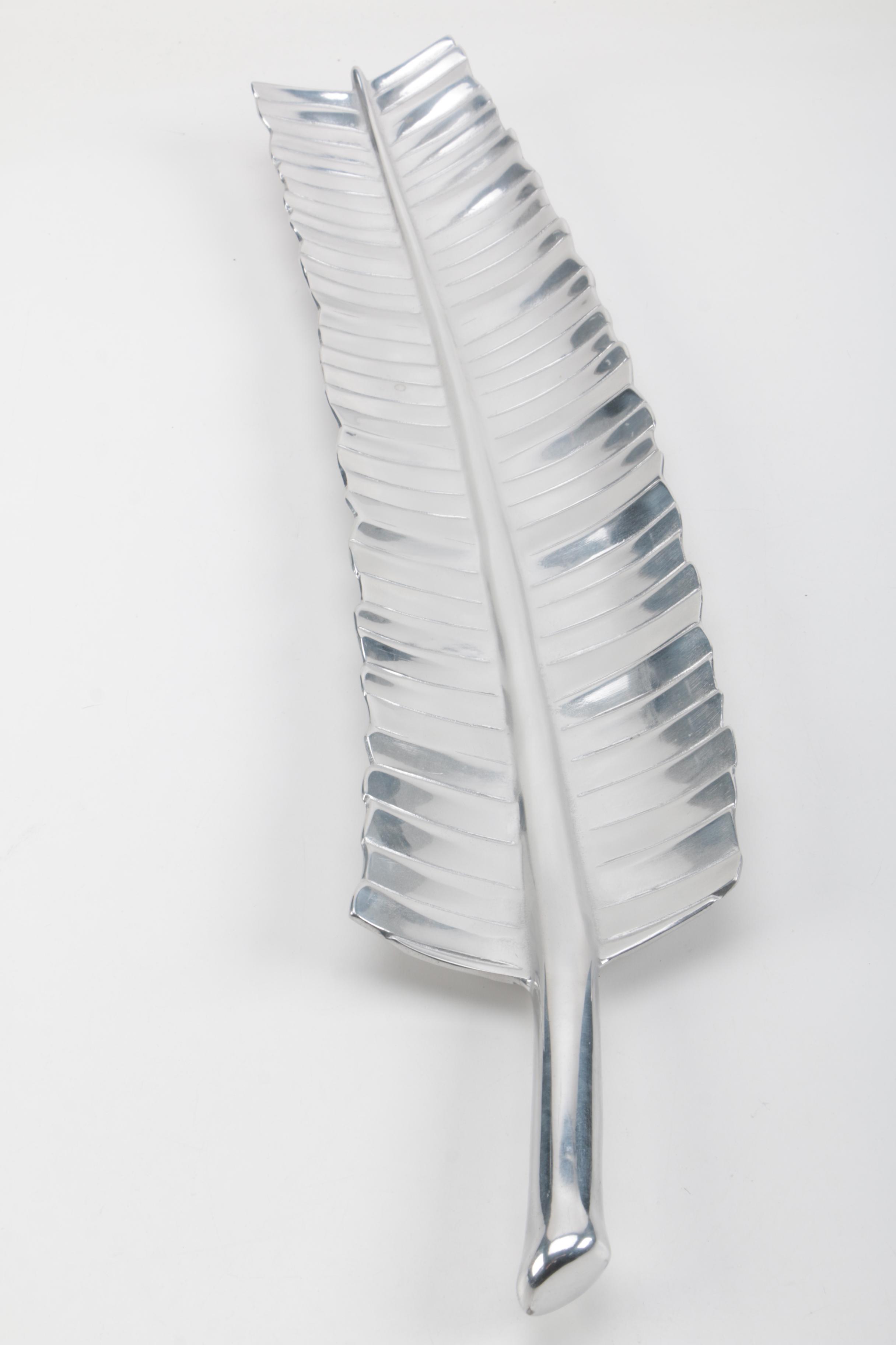 Bruce Cox Decorative Banana Leaf Shaped Aluminum Platter