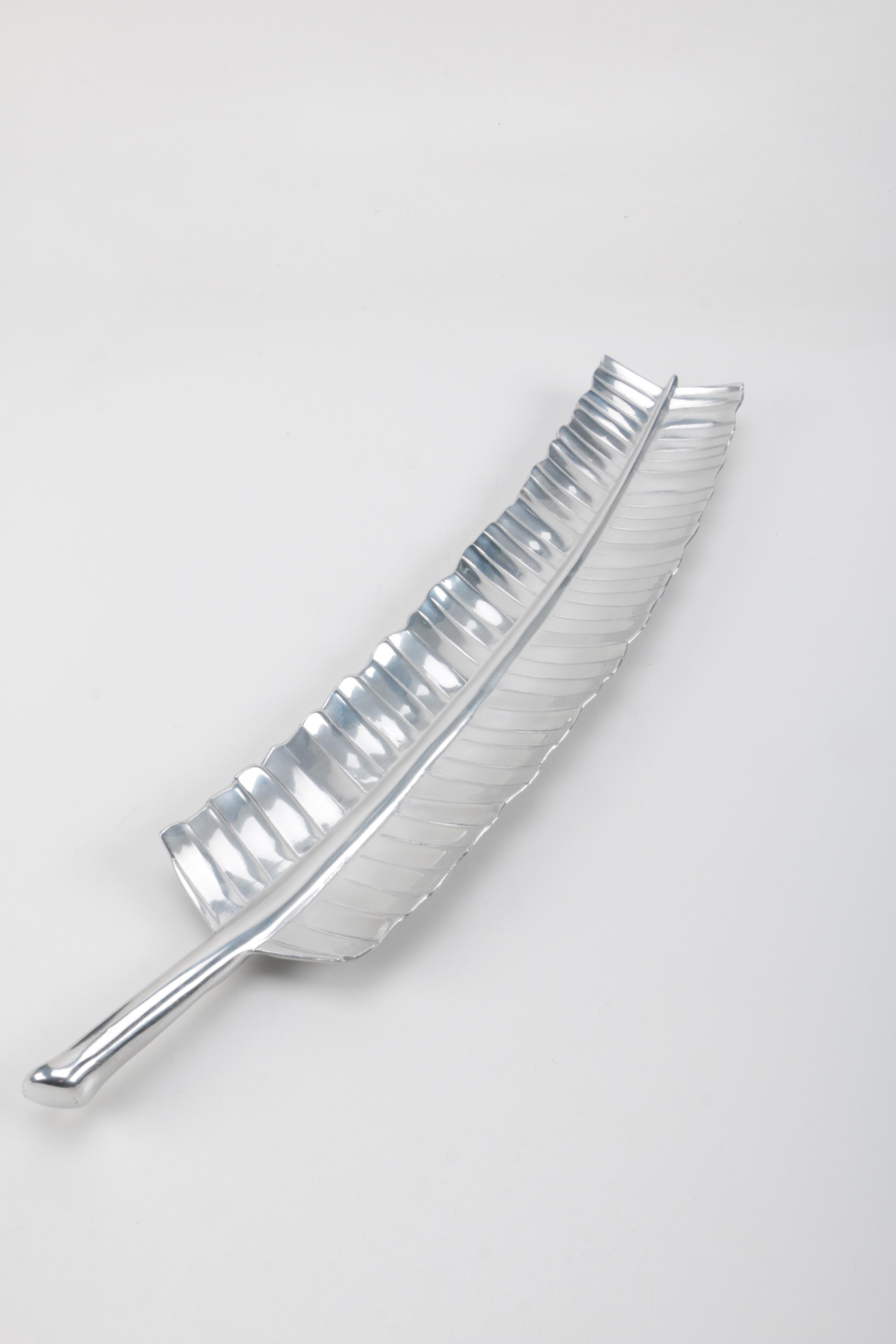 Bruce Cox Decorative Banana Leaf Shaped Aluminum Platter