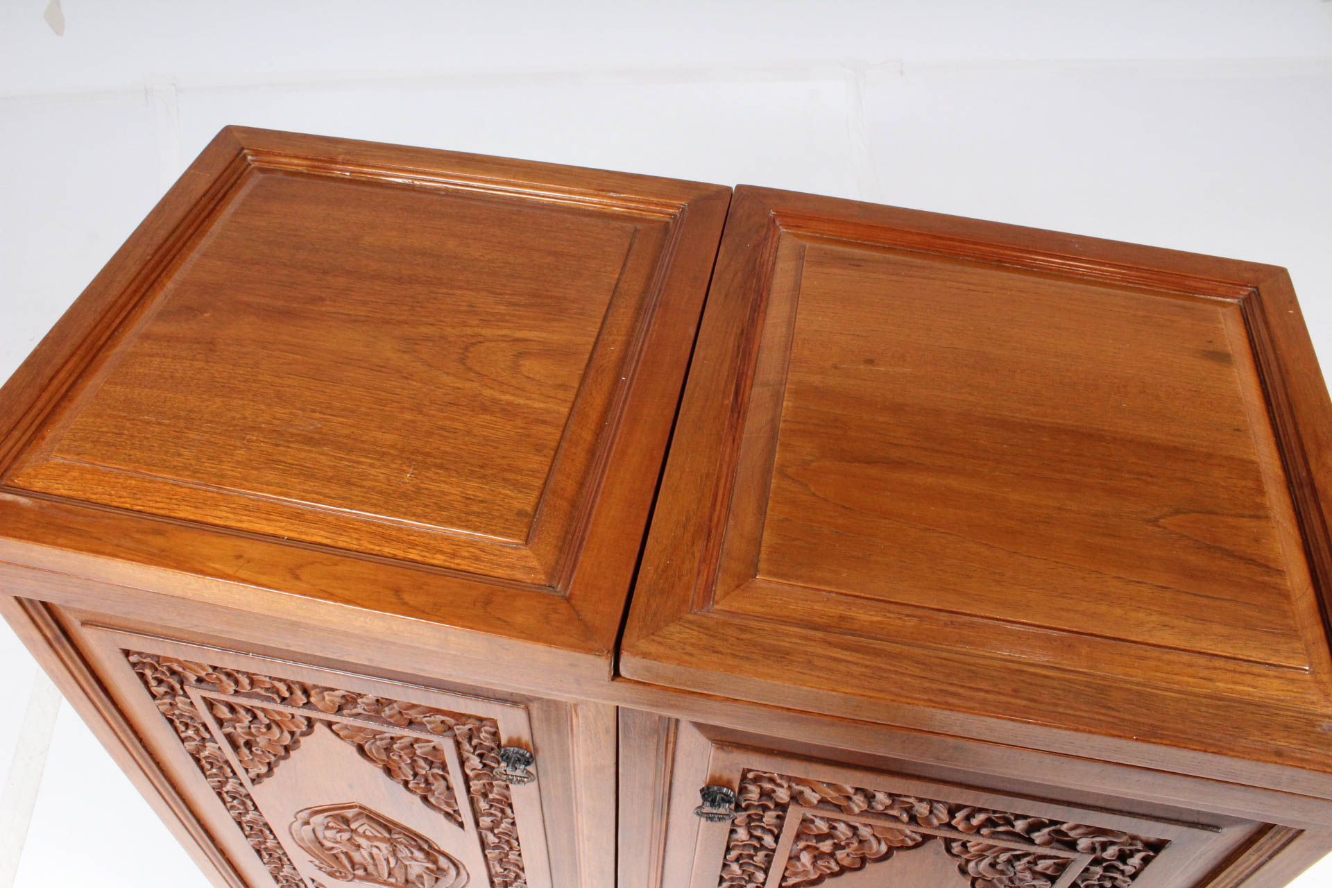 Vintage Thai Carved Teak Wood Bar Cabinet