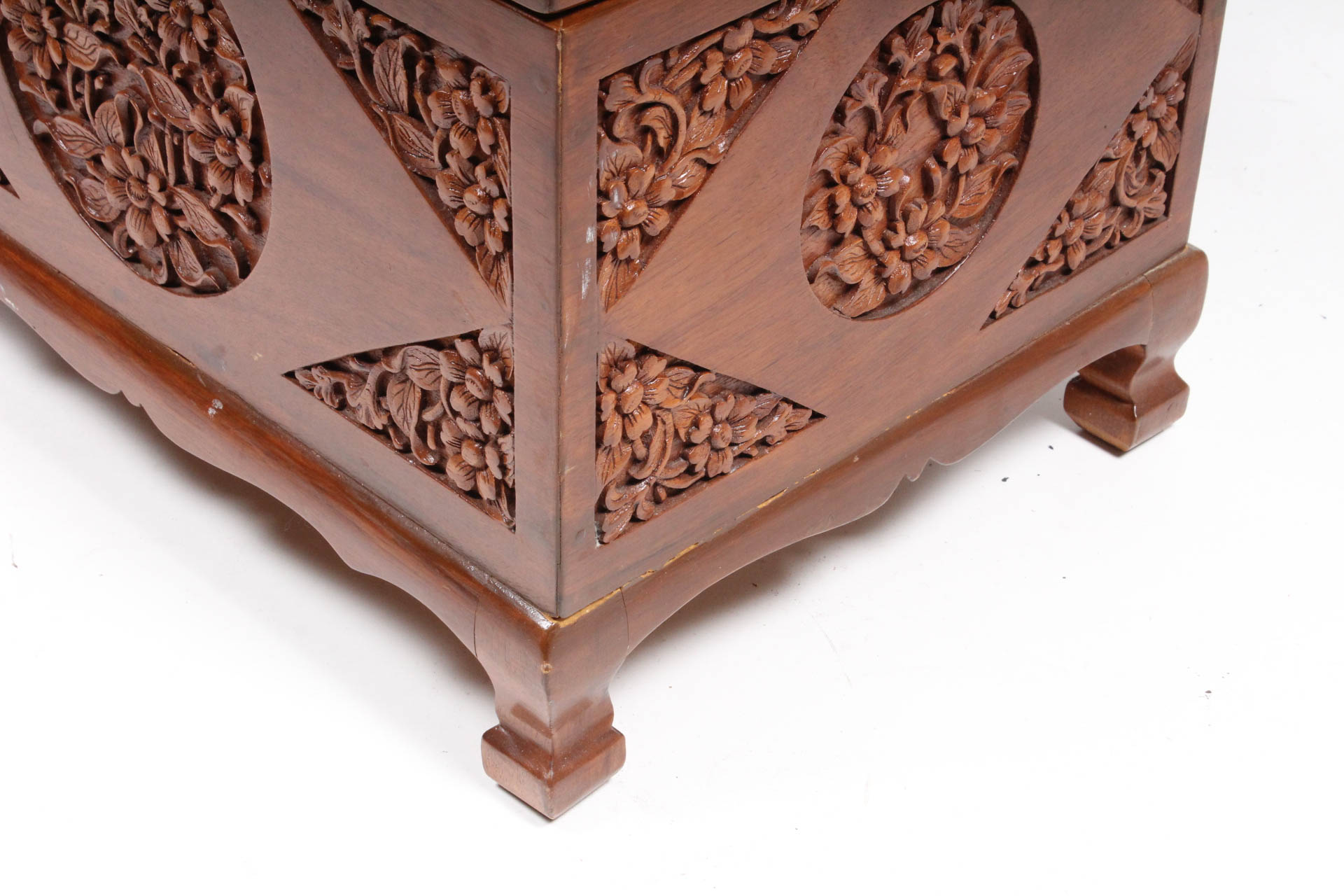 Vintage Thai Carved Teak Wood Chest