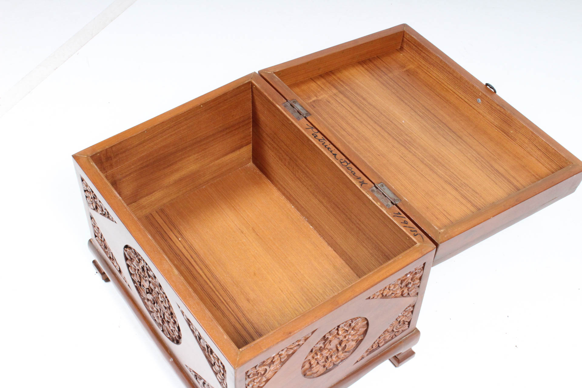 Vintage Thai Carved Teak Wood Chest