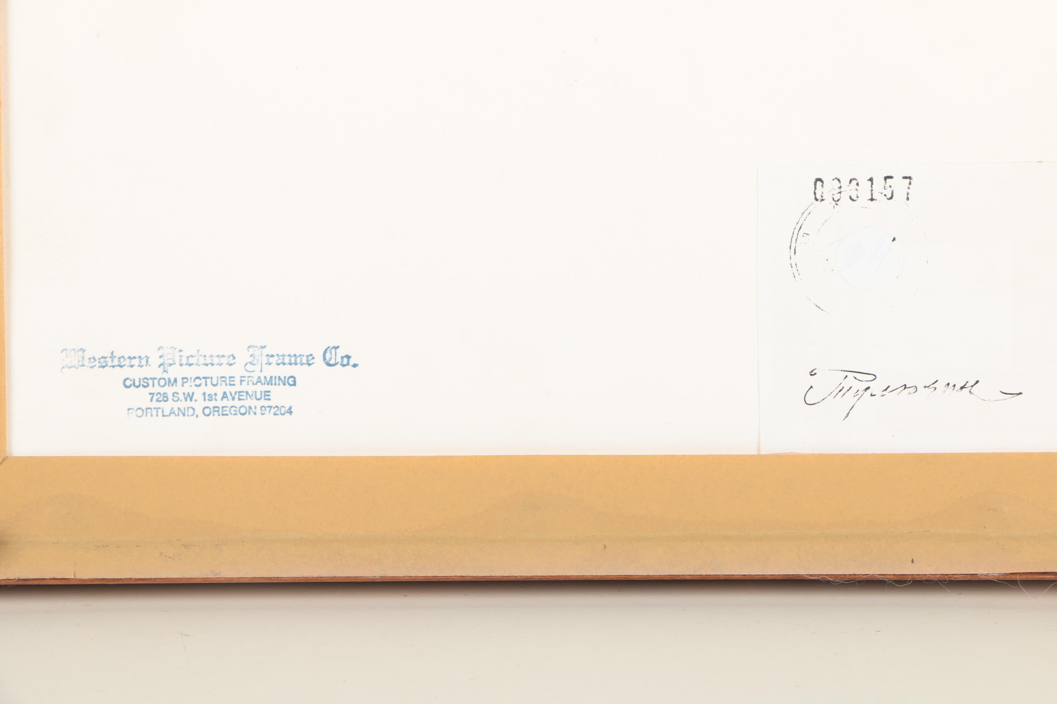 Mongolian Watercolor of Oxen and Carts