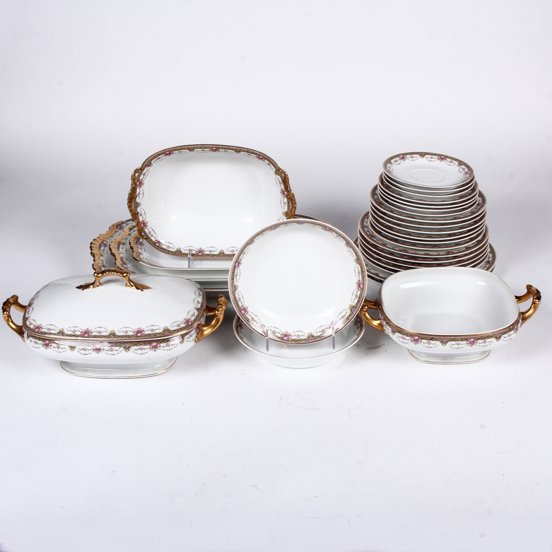 Set of Vignaud Limoges Porcelain Tableware
