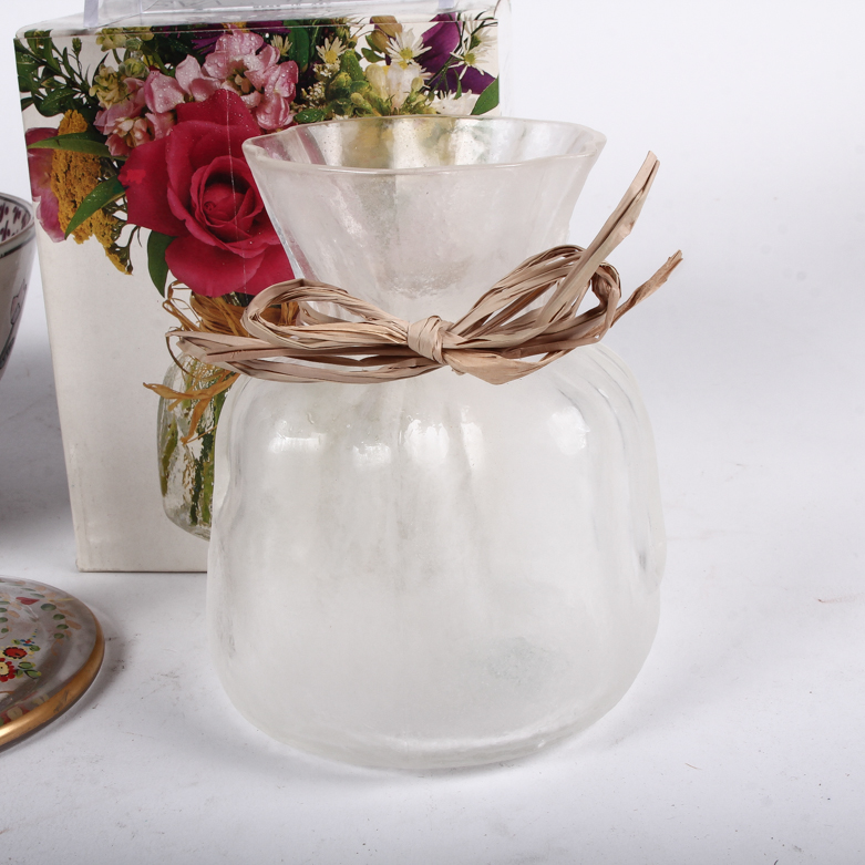 Floral Themed Bowls, Candle Holders, and Vase