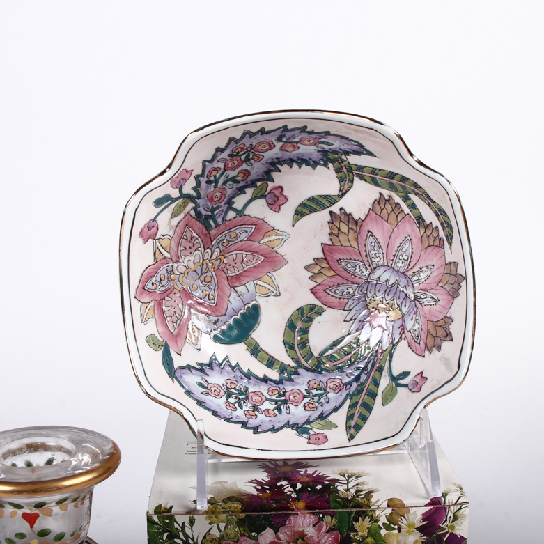 Floral Themed Bowls, Candle Holders, and Vase