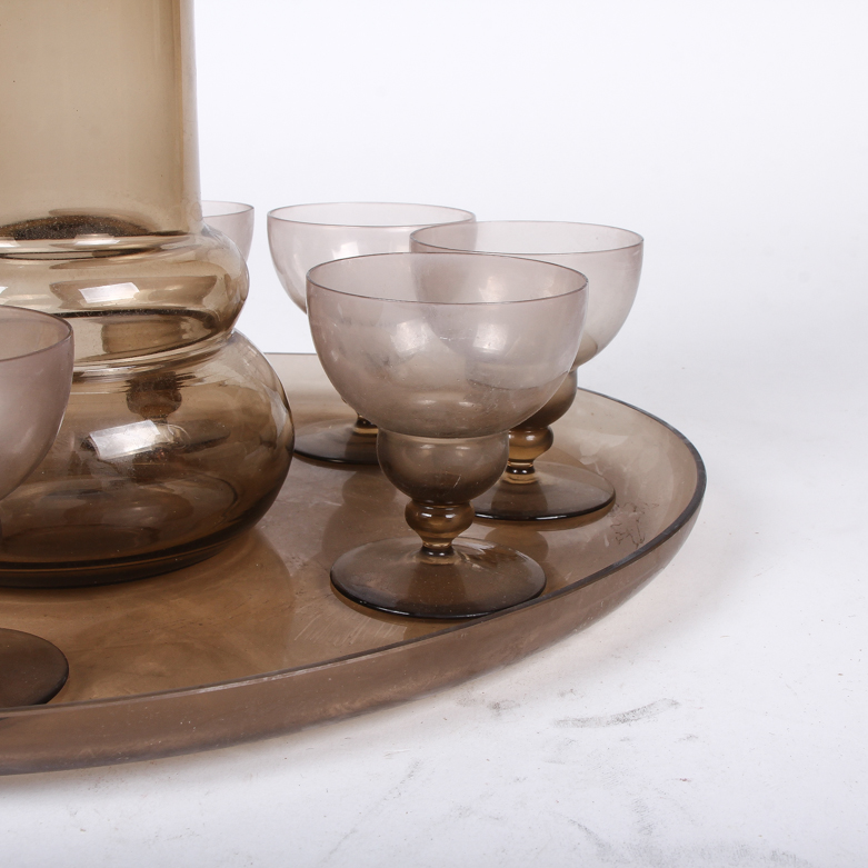 Vintage Mid-Century Smoked Glass Cocktail Set