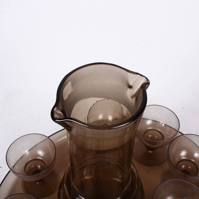 Vintage Mid-Century Smoked Glass Cocktail Set