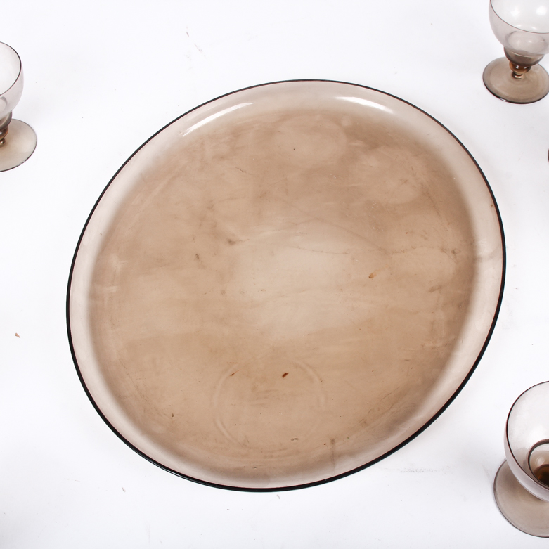 Vintage Mid-Century Smoked Glass Cocktail Set