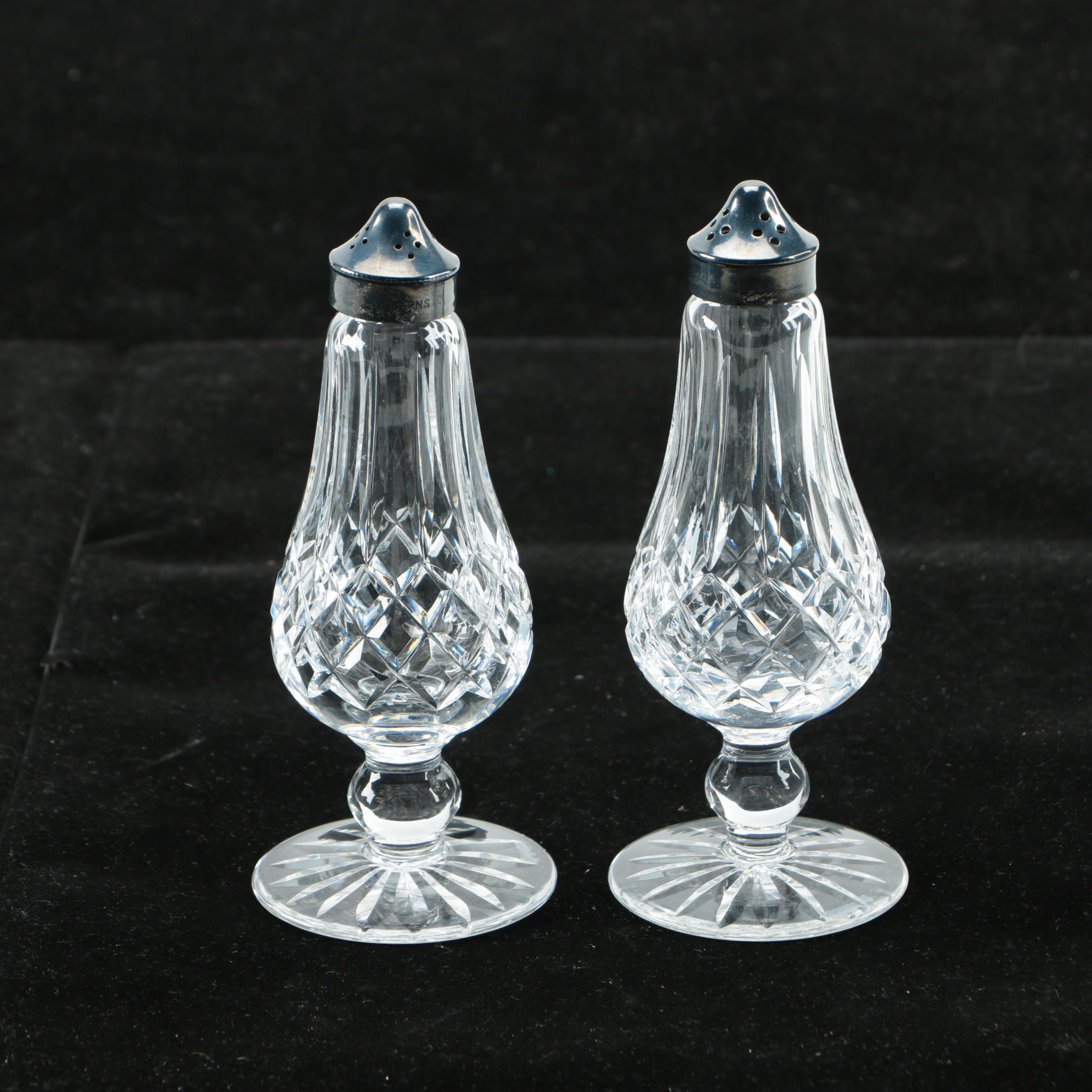 Waterford Crystal "Lismore" Silver Plated Salt and Pepper Shakers