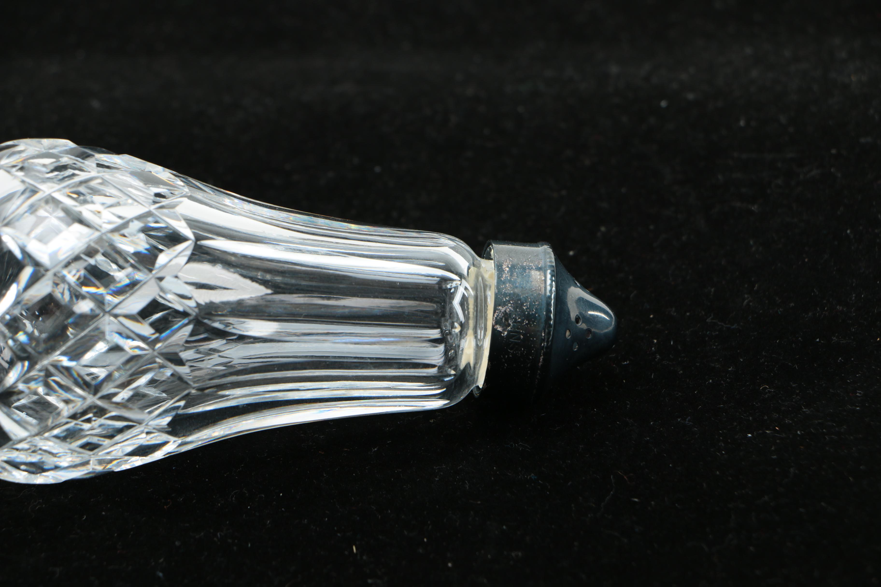 Waterford Crystal "Lismore" Silver Plated Salt and Pepper Shakers