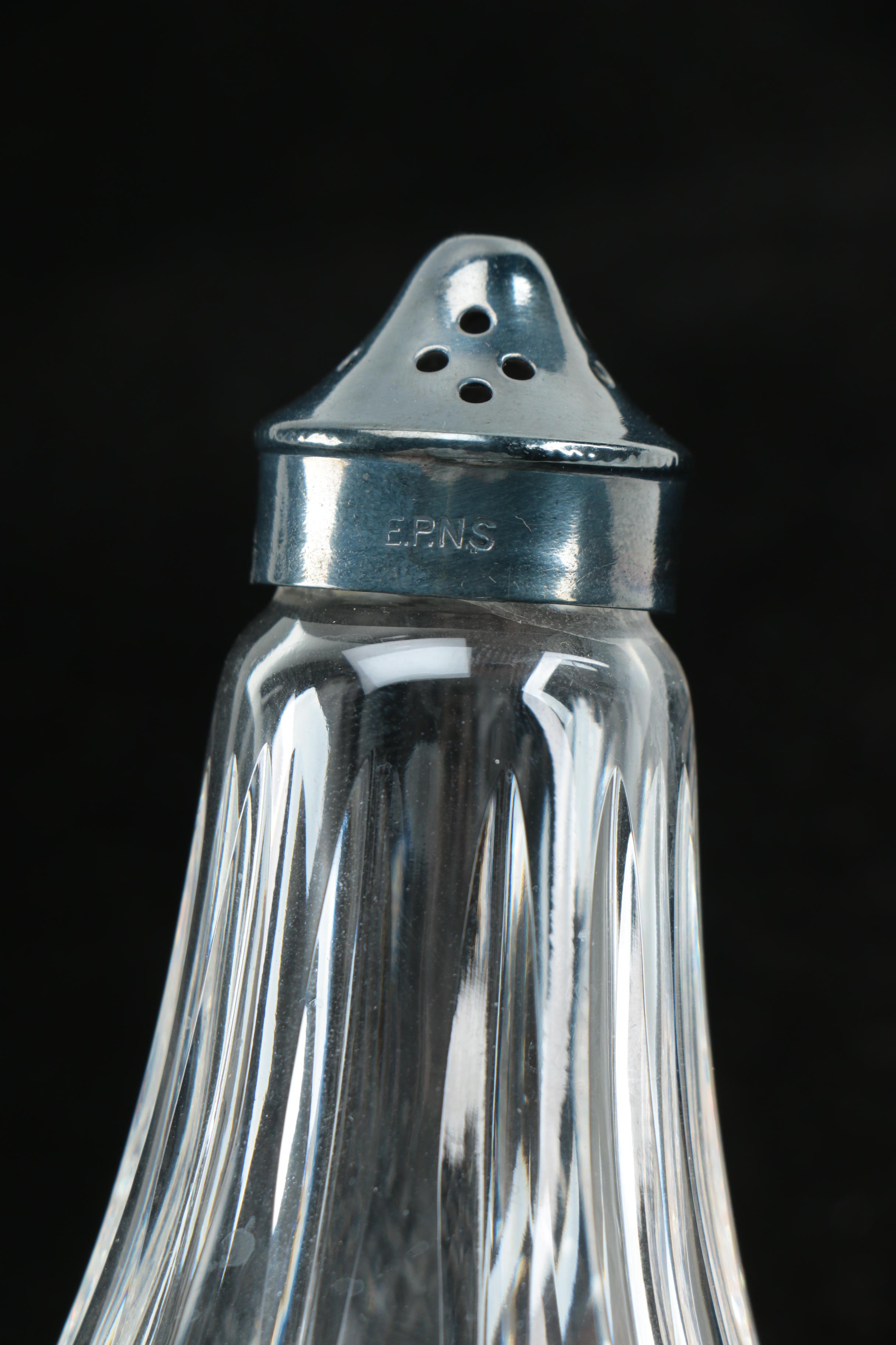 Waterford Crystal "Lismore" Silver Plated Salt and Pepper Shakers