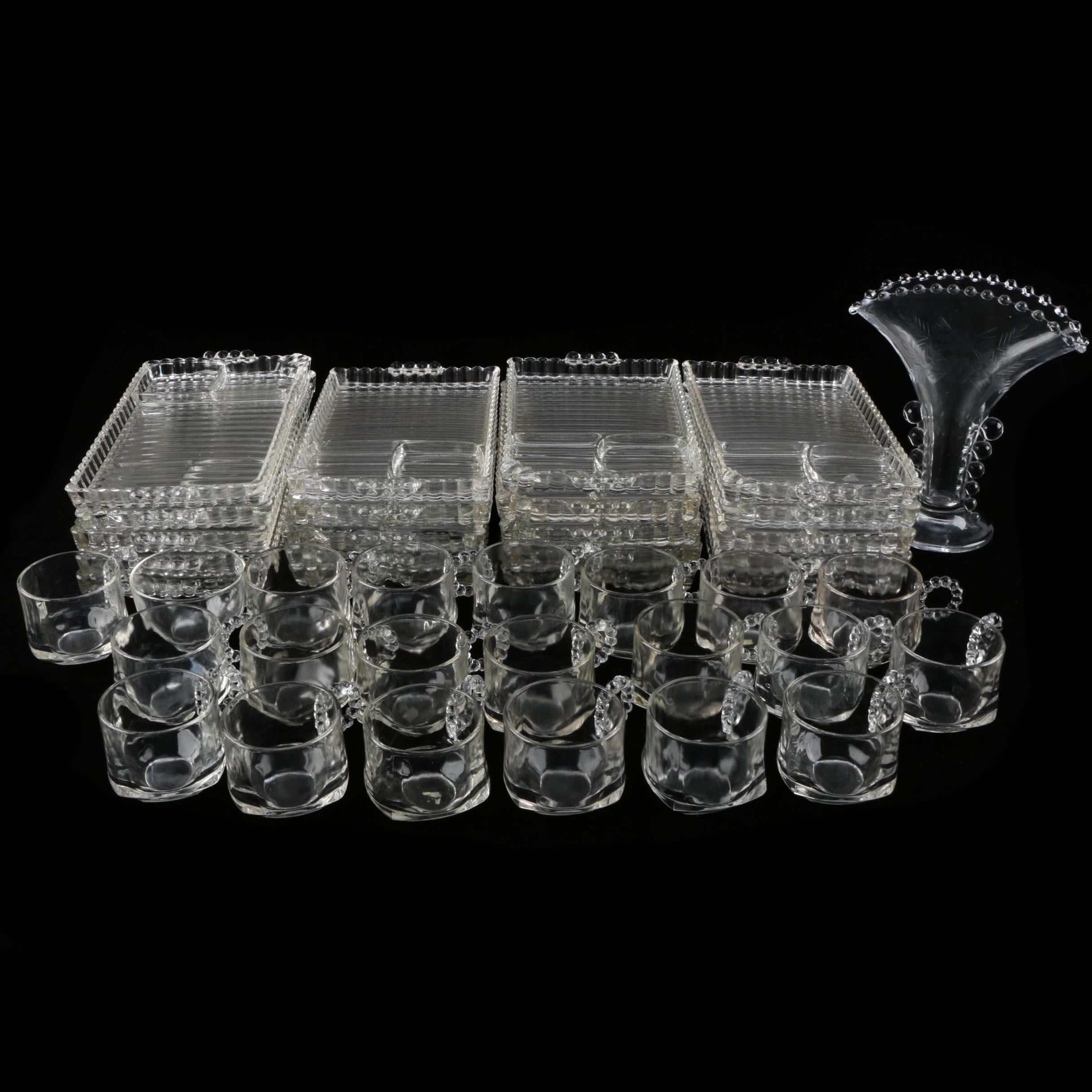Collection of Glass Snack Sets and Vase