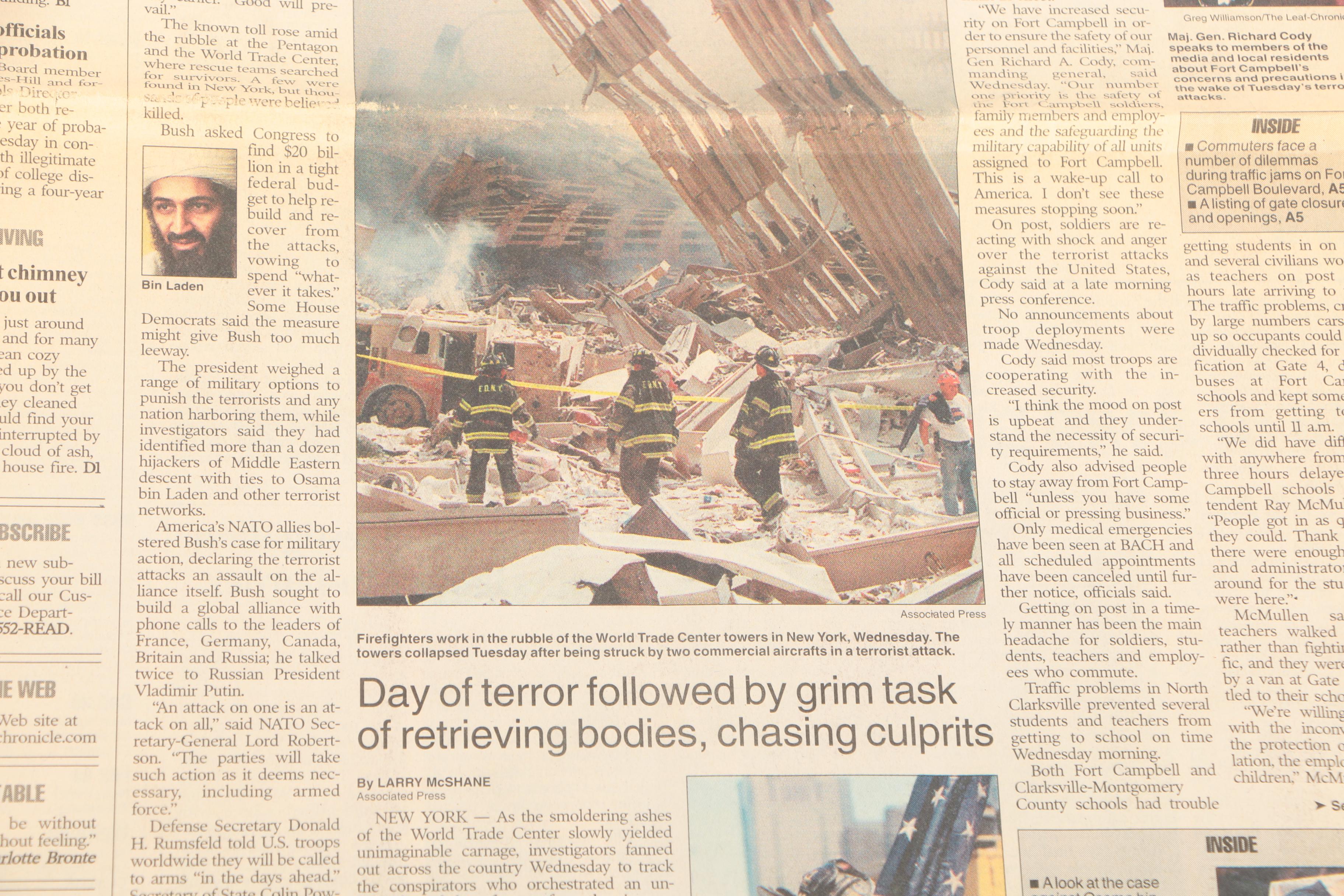 Newspapers Covering 9-11 Aftermath