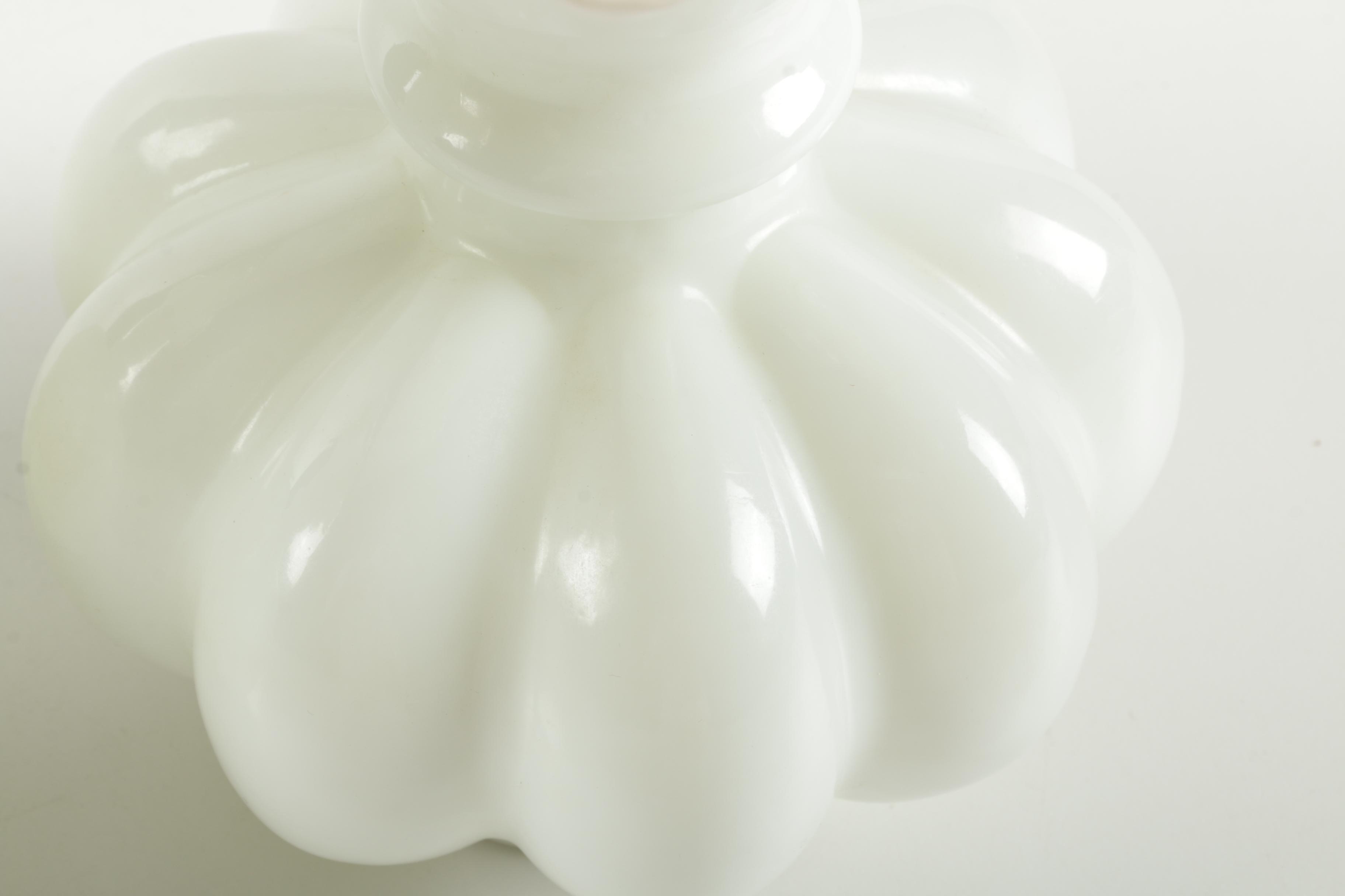 Pair of Fenton Glass Silver Crested Melon Vases