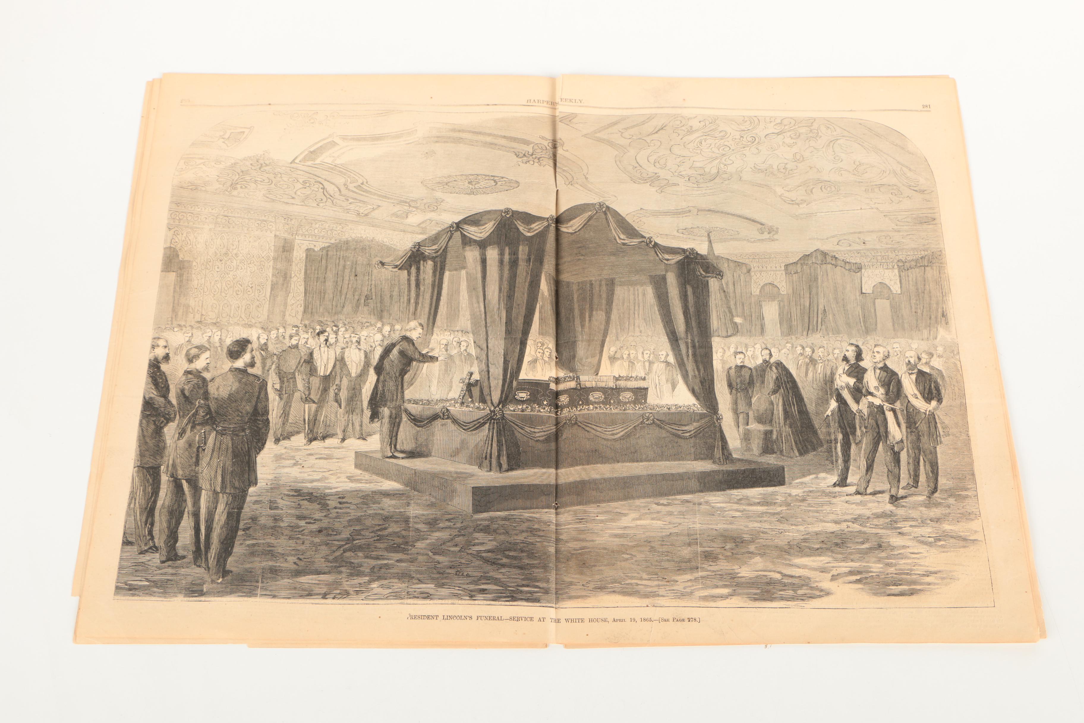 Pair of Antique Issues of "Harper's Weekly" Including Lincoln's Death