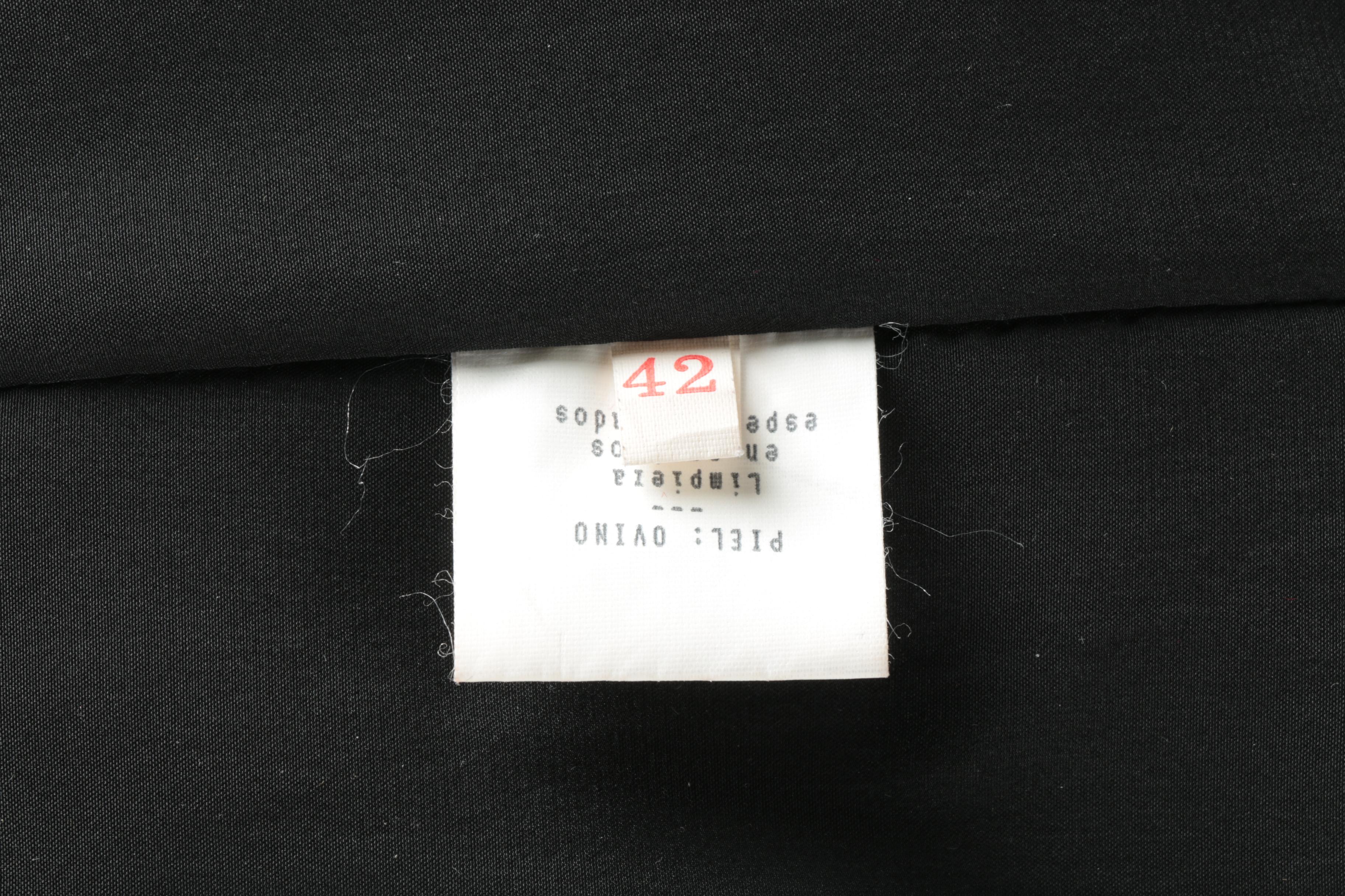 Jose Roca Black Leather Trench Coat with Mink Fur Collar