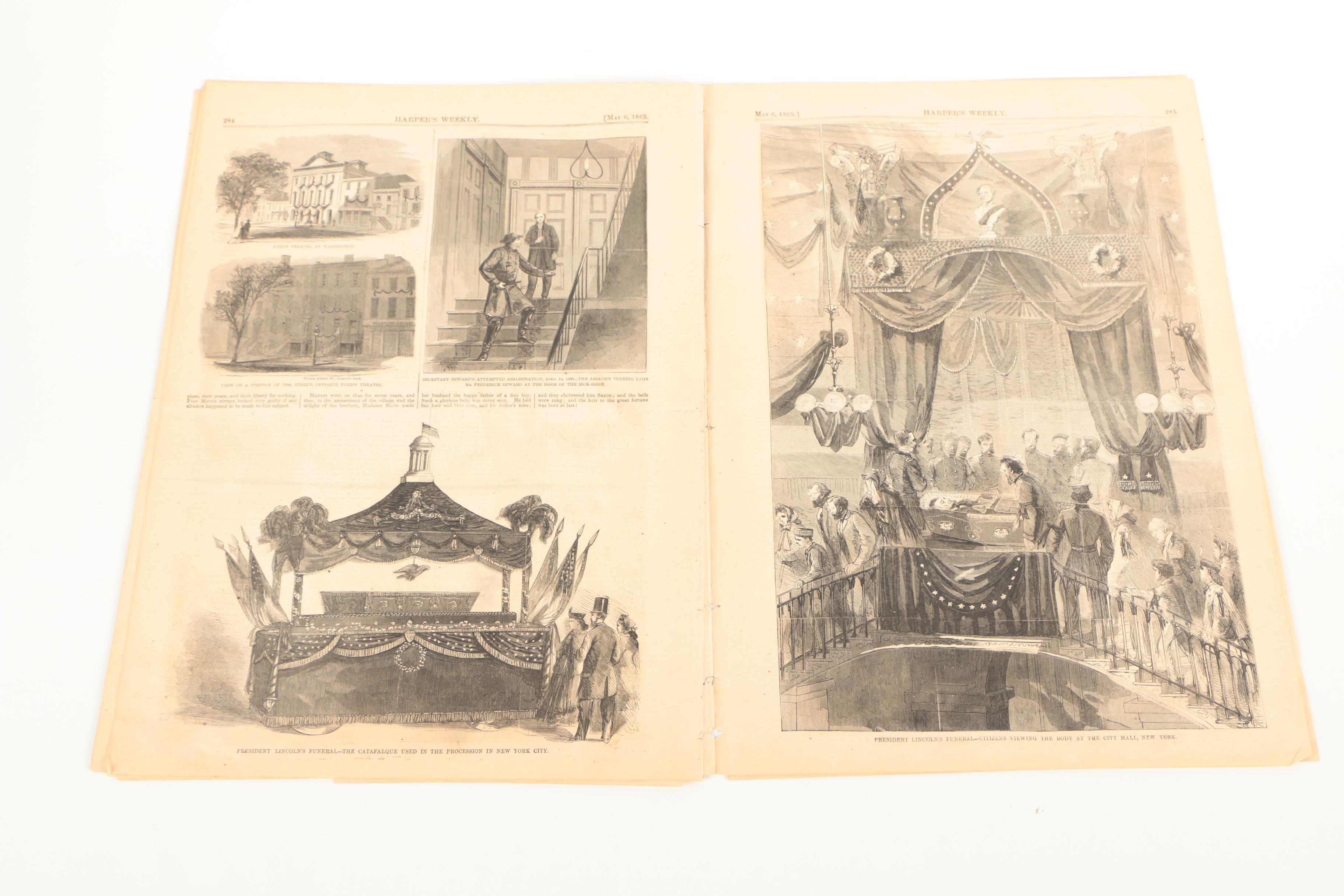 Pair of Antique Issues of "Harper's Weekly" Including Lincoln's Death