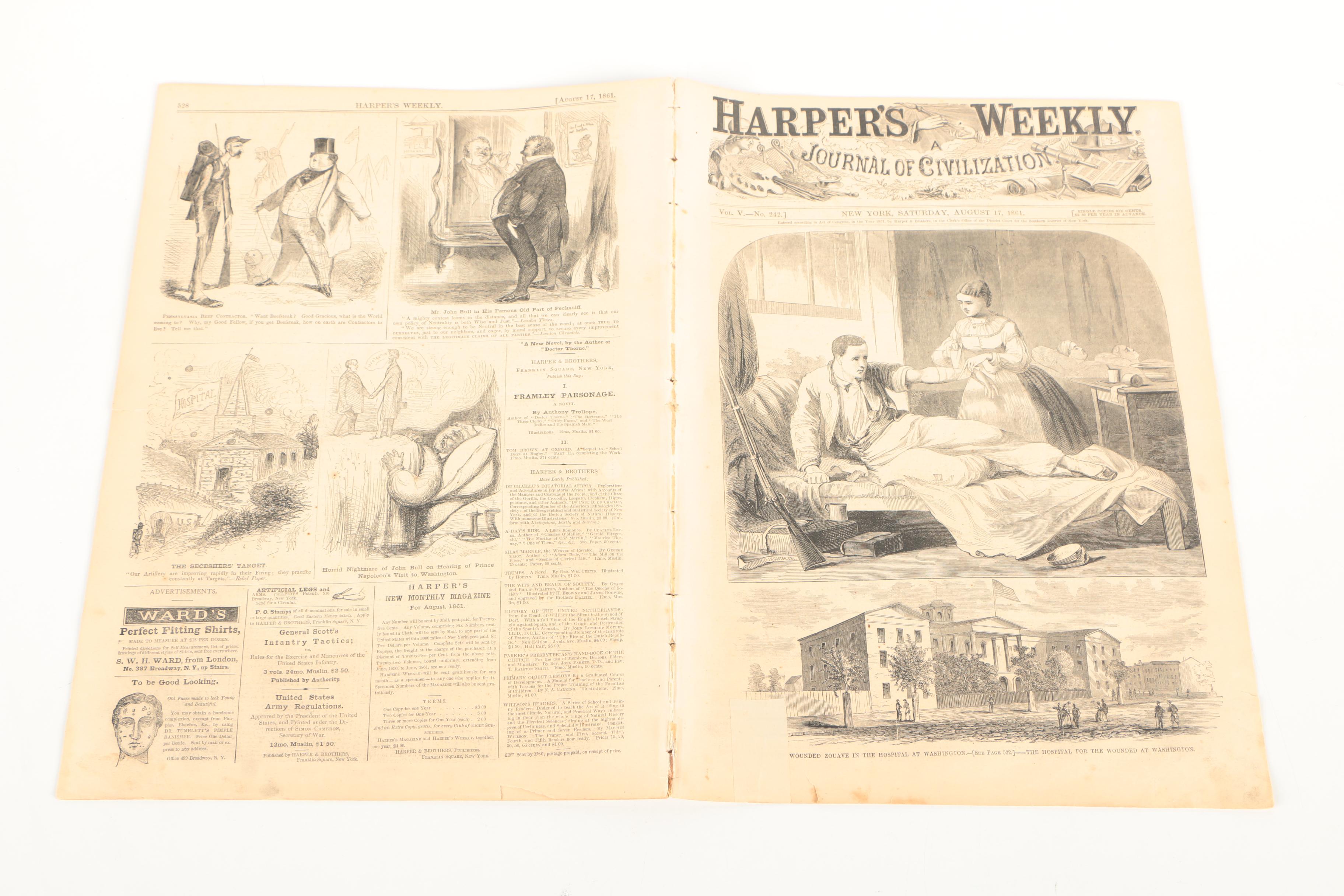 Pair of Antique Issues of "Harper's Weekly" Including Lincoln's Death