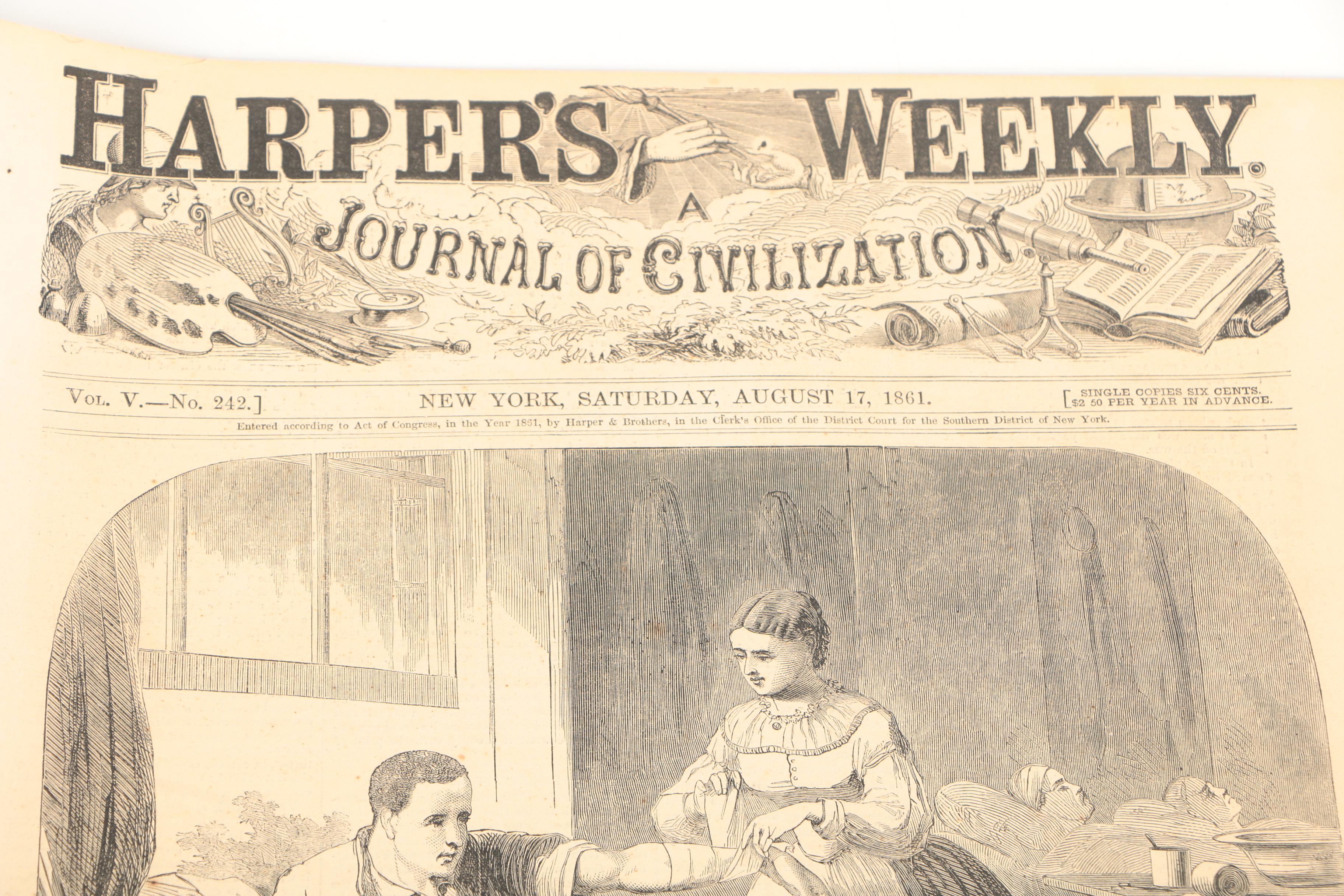 Pair of Antique Issues of "Harper's Weekly" Including Lincoln's Death