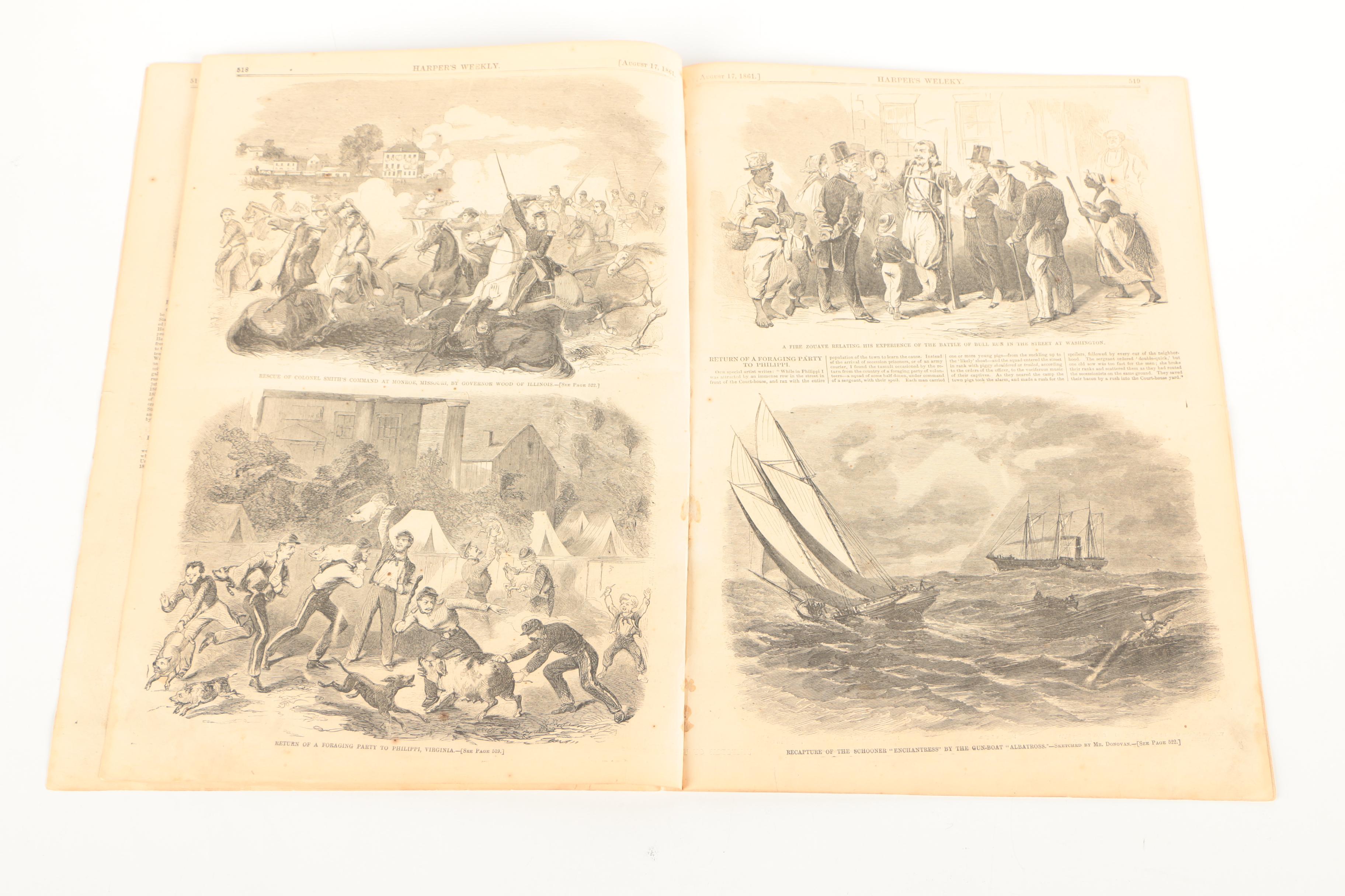 Pair of Antique Issues of "Harper's Weekly" Including Lincoln's Death