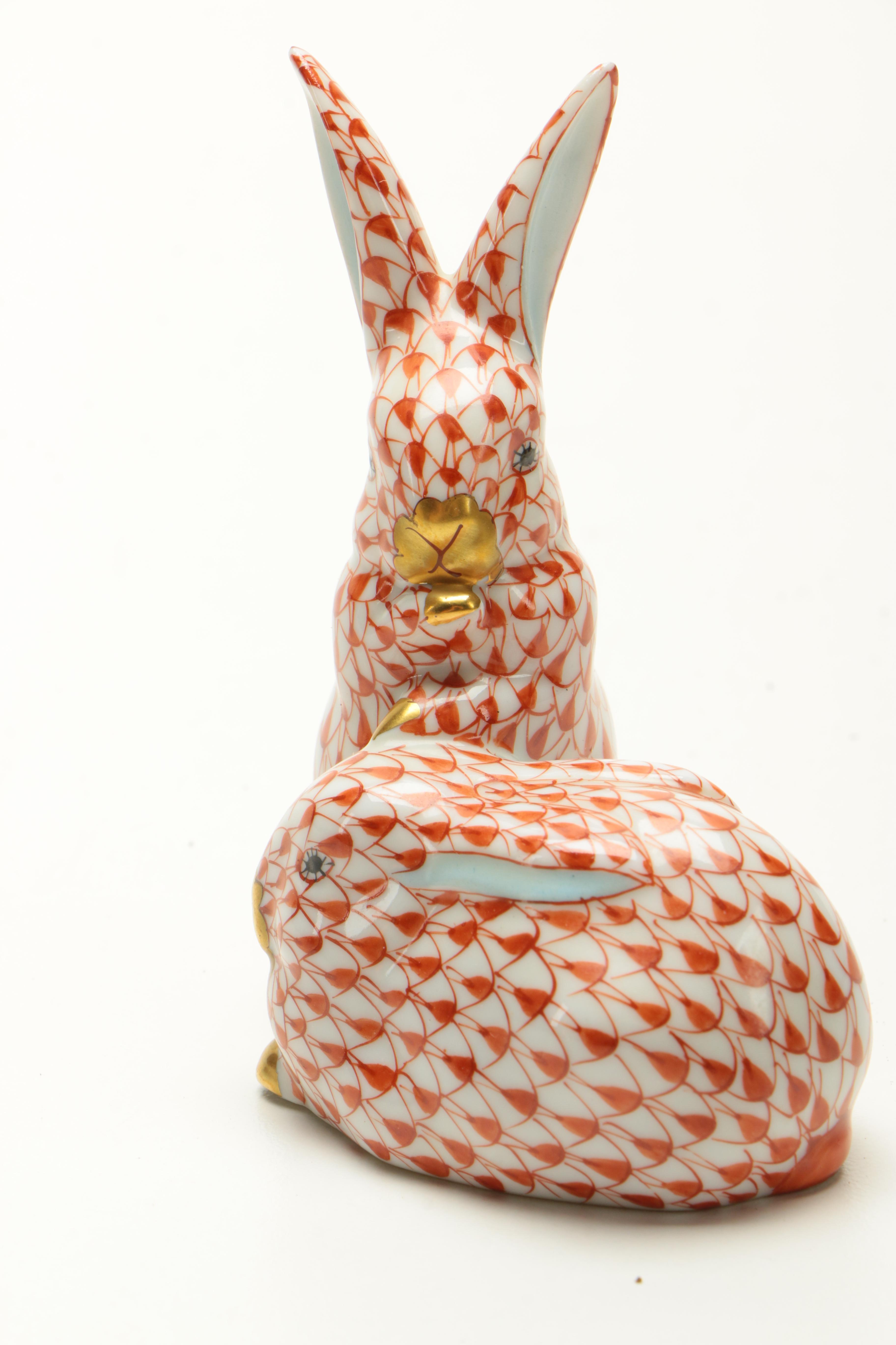 Herend Porcelain Rabbits Figurine