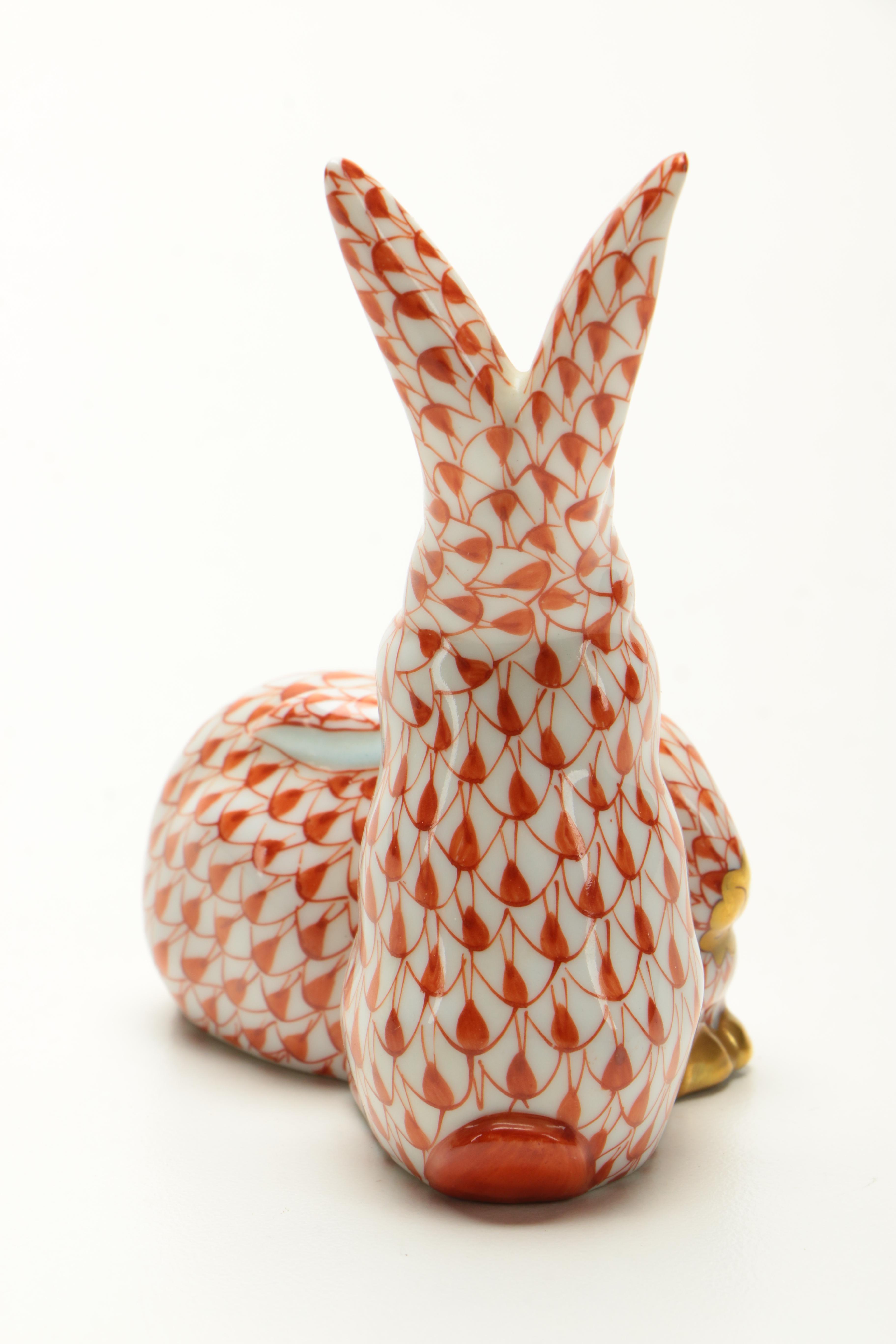 Herend Porcelain Rabbits Figurine