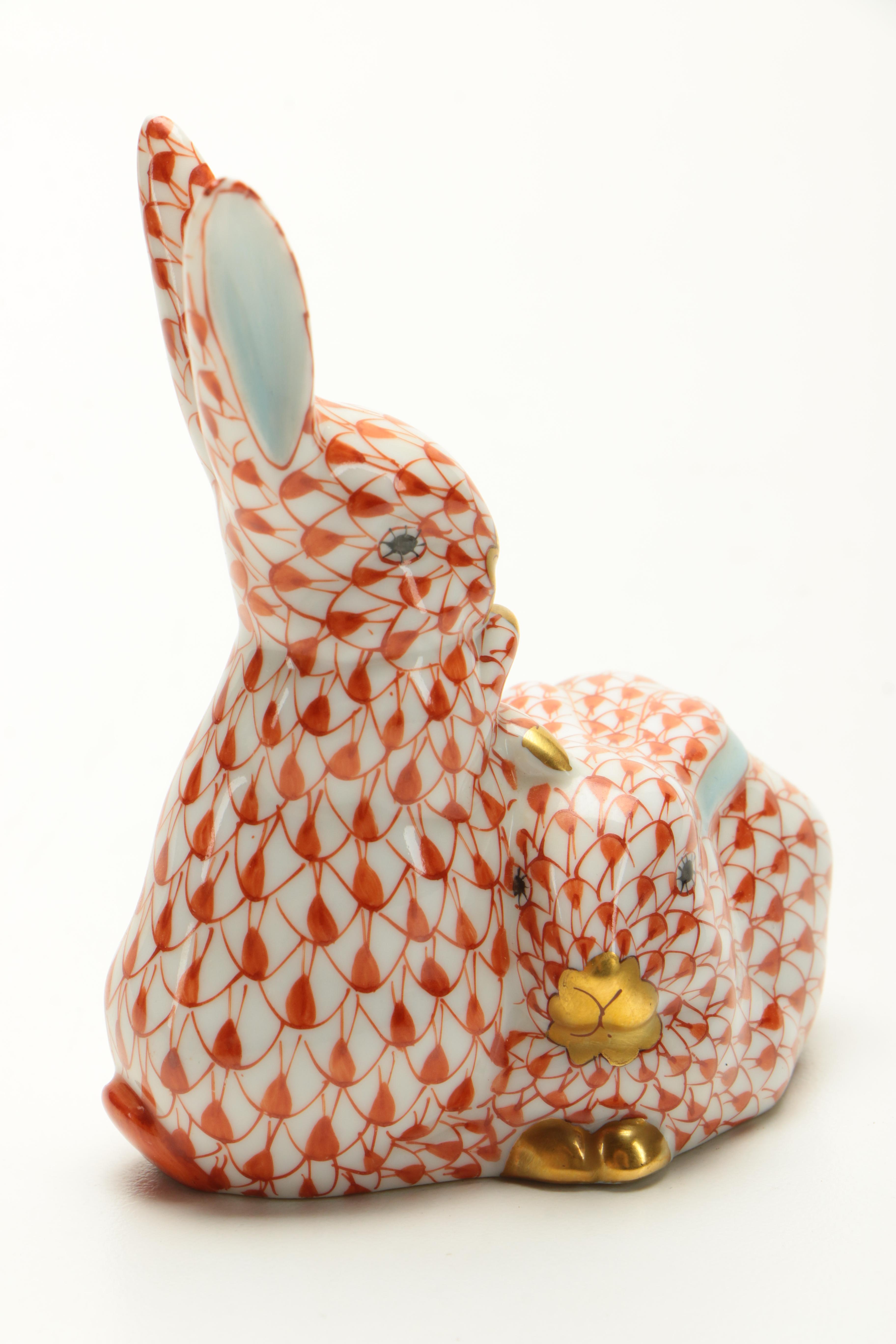 Herend Porcelain Rabbits Figurine
